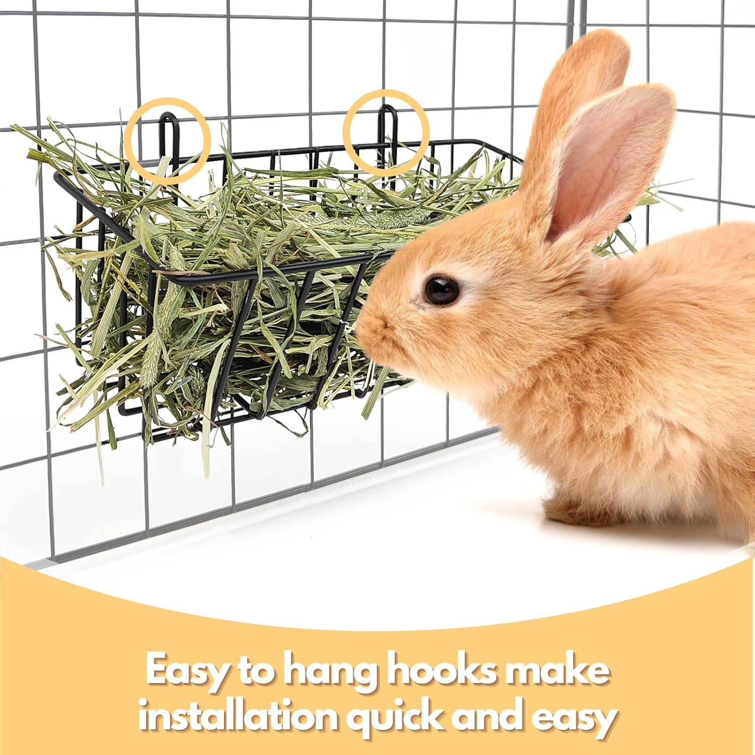 Rabbit Hay Feeder - 2Pcs Metal Rack Hay Holder for Guinea Pig Small Animals Grass Rack for Bunny Chinchilla Cage Reduce Mess 9x4x3 Inch - Image 4