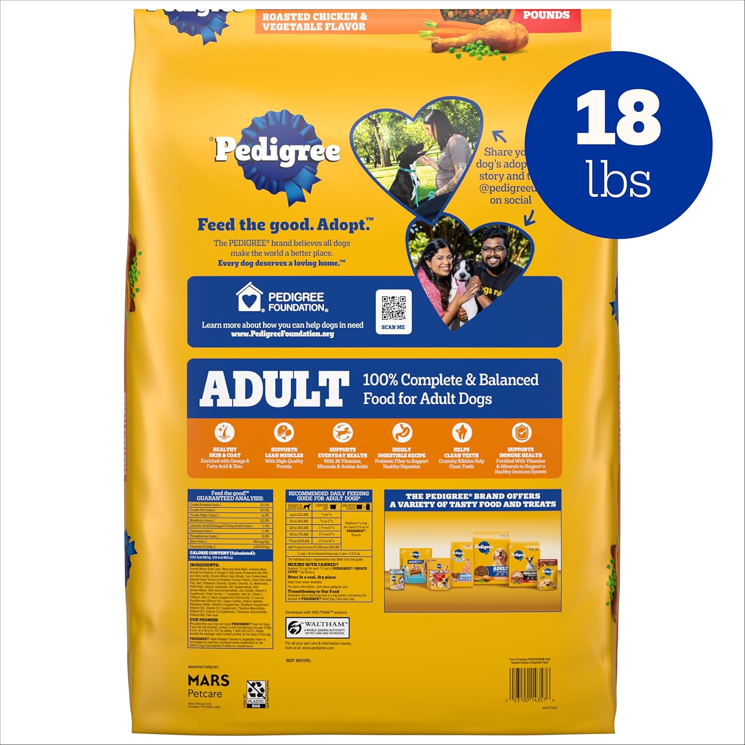 Pedigree Adult Dry Dog Food, Complete Nutrition, Roasted Chicken & Vegetable Flavor, 18 lb. Bag - Image 8