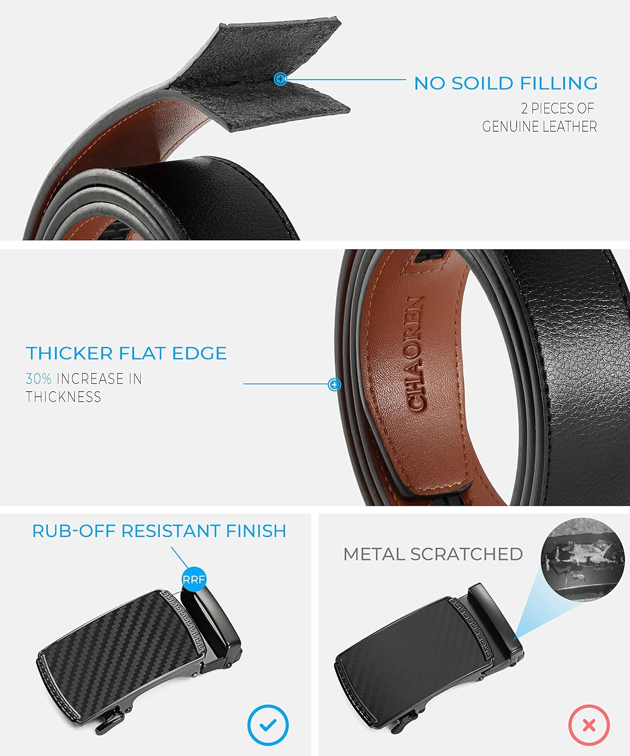 CHAOREN Mens Belt Leather Ratchet Belt - Customizable Fit, Effortless Style (35mm) - Image 7