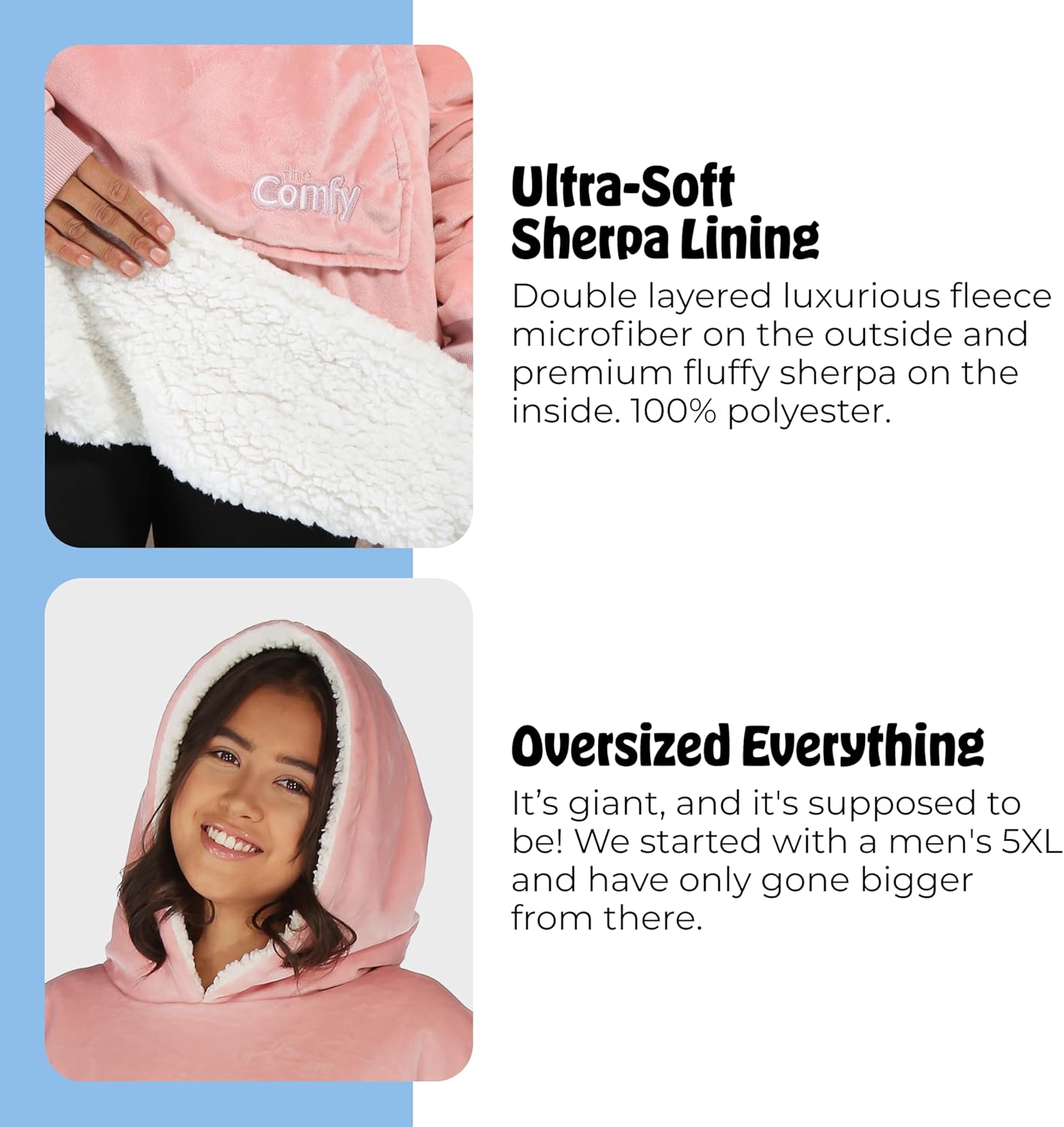 THE COMFY Original | From Shark Tank | Patented | Oversized Sherpa Wearable Blanket Hoodie| Gift for Women & Men | One Size - Image 4