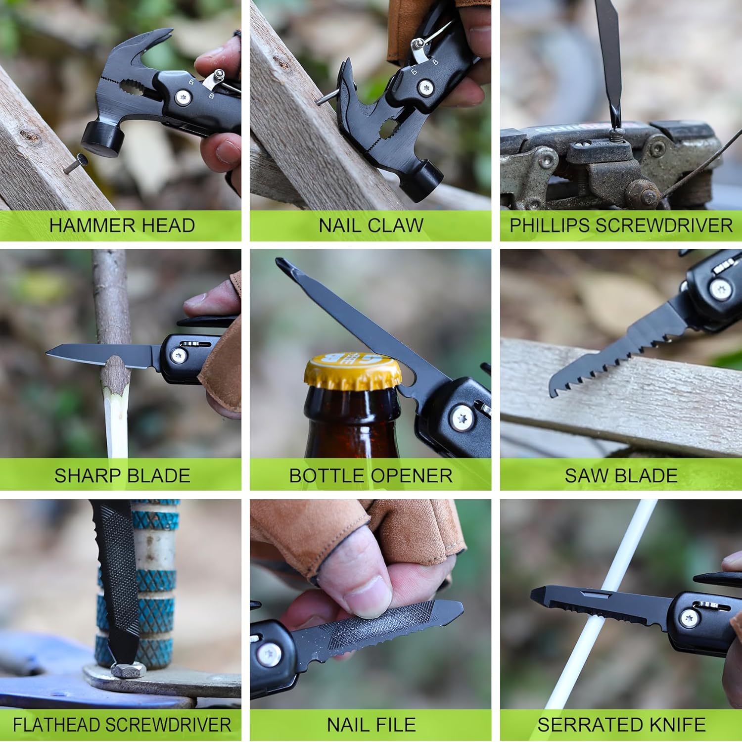 Gifts for Men - Birthday Gifts for Man, Dad, Husband, Mens Gift Ideas - Stocking Stuffers for Men, Mens Stocking Stuffers - Christmas Fathers Day Groomsmen Gift - Multitool Hammer for Camping, Hiking - Image 4