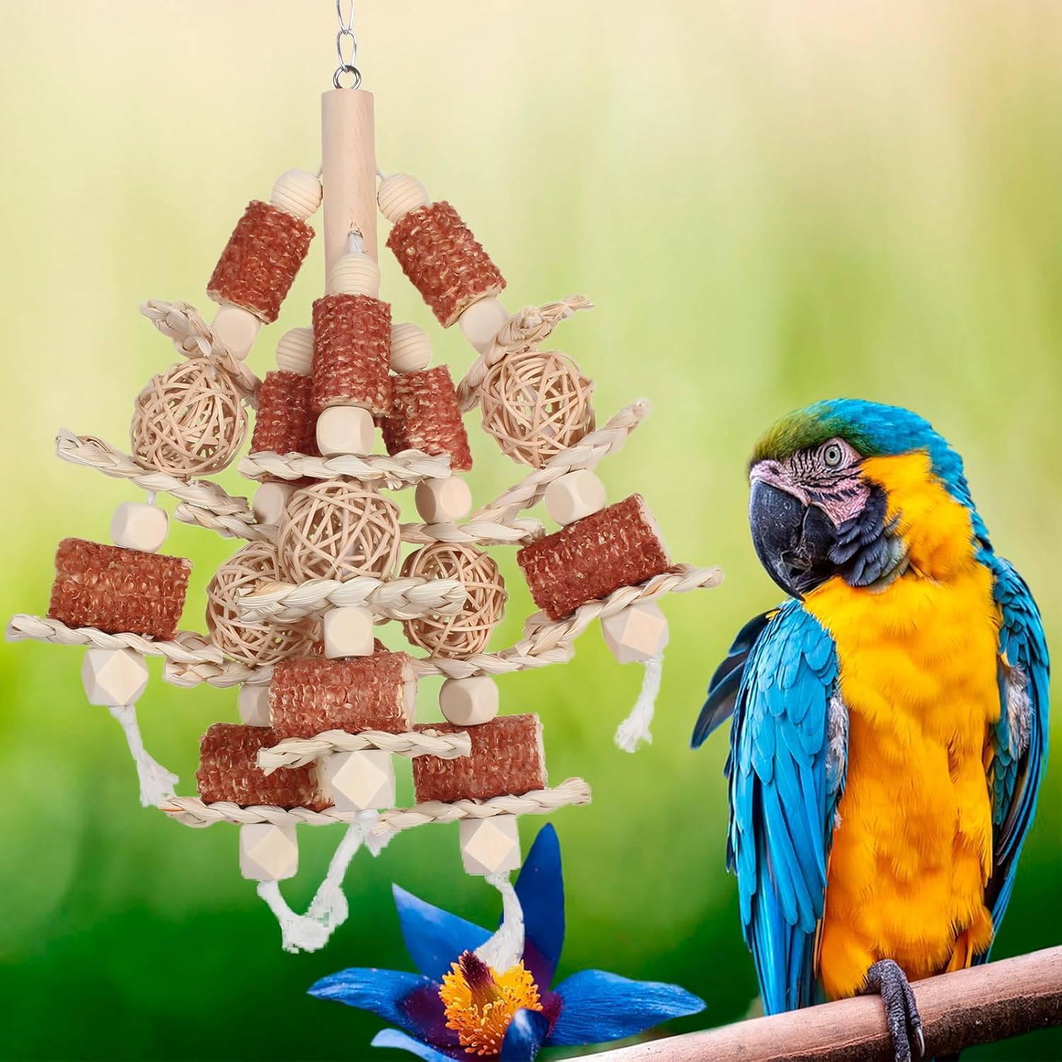 Bird Toys, Natural Corn Stick Parrot Toys Hanging in Bird Cages,for Small and Medium-Sized Macaws,African Grey,Cockatoos,Cockatiel,Sun Conure,Amazon Parrots - Image 8