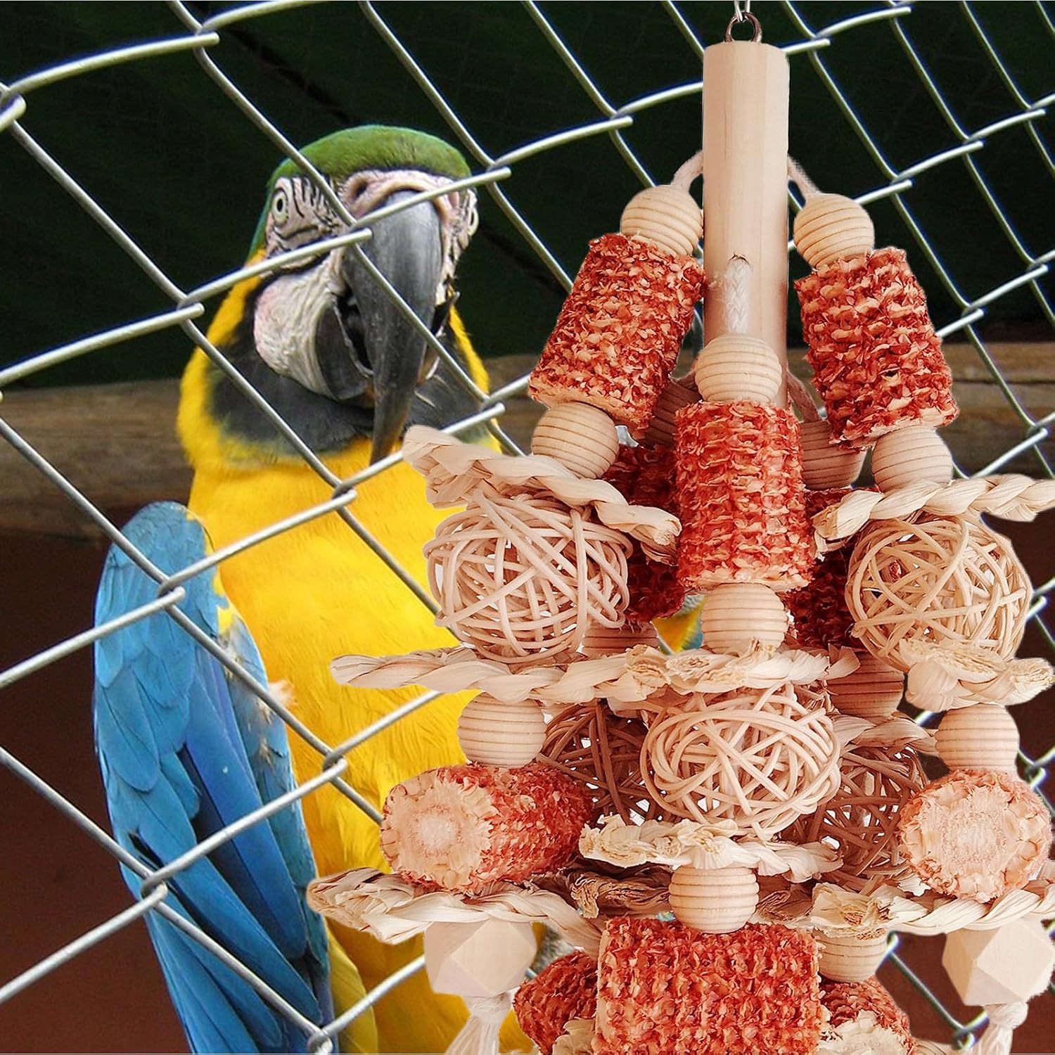 Bird Toys, Natural Corn Stick Parrot Toys Hanging in Bird Cages,for Small and Medium-Sized Macaws,African Grey,Cockatoos,Cockatiel,Sun Conure,Amazon Parrots - Image 6