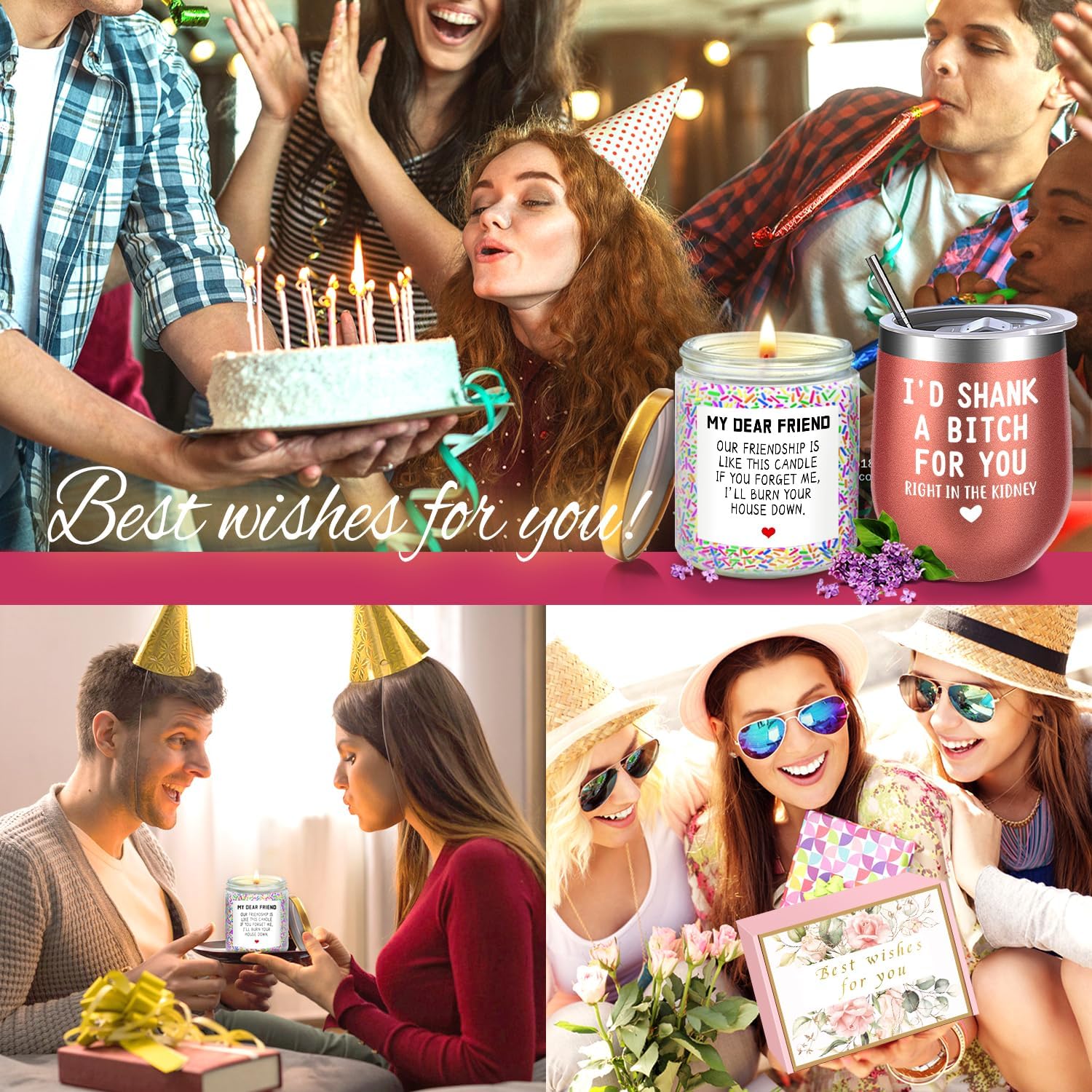 Birthday Gifts for Women Best Friends,Friendship Gifts for Women Her BFF Female Friends Bestie Sister Gift Basket from Sister Lavender Scented Candles 12oz Tumbler - Image 5
