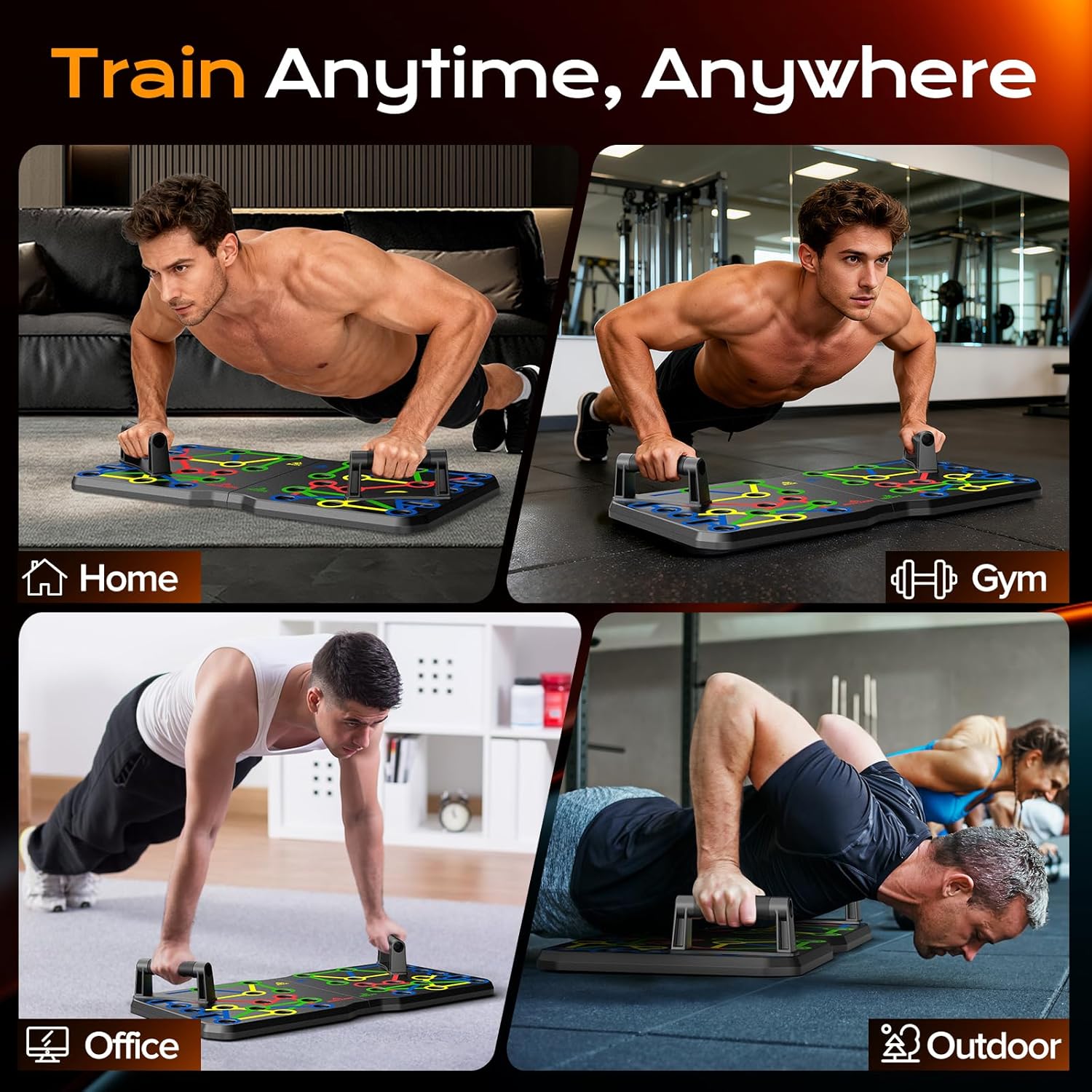 AERLANG Extra Large Push Up Board 26.2" x 13.8", Portable 30-in-2 Workout Set for Push Up, Multi-functional Pushup Stands for Strength Training, Fat Burning Push Up Bar for Home Gym - Image 4