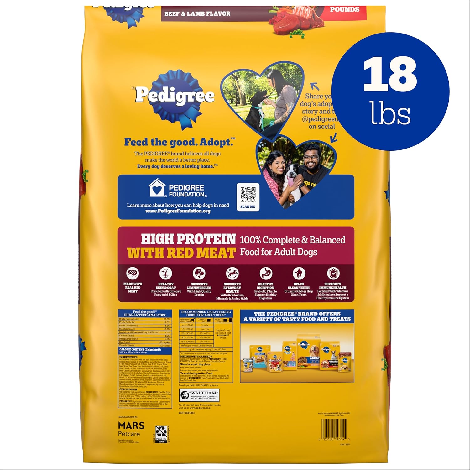 Pedigree Dry Dog Food for Adult Dogs, High Protein, Beef and Lamb Flavor, 18 lb. Bag - Image 8