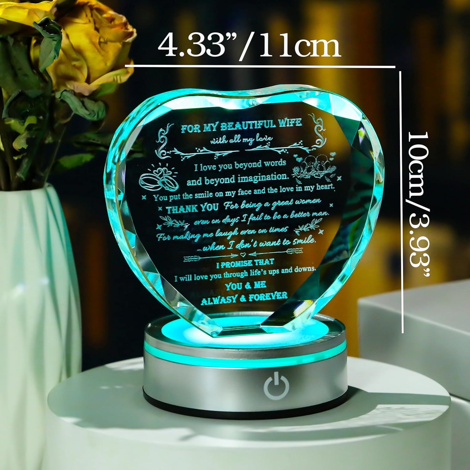 Qianwei Gifts for Wife from Husband Unique - Personalized Crystal Heart Gifts for My Wife Who Has Everything - Birthday Anniversary Wedding Valentines Day Present Ideas for Her - Image 5