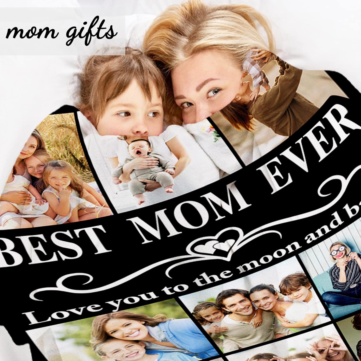 Personalized Mothers Day Blanket Gifts for Mom from Daughter Son Kids, Best Mom Ever Custom Blanket with Pictures Text, Birthday Anniversary for Wife from Husband - Image 2