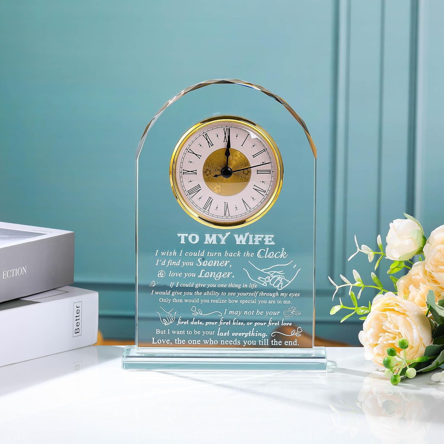 Movdyka Gifts for Wife from Husband Unique - Crystal Clock Engraved Personalized Gifts for My Lover Who Has Everything - Birthday Anniversary Wedding Present Ideas for Wife - Image 6