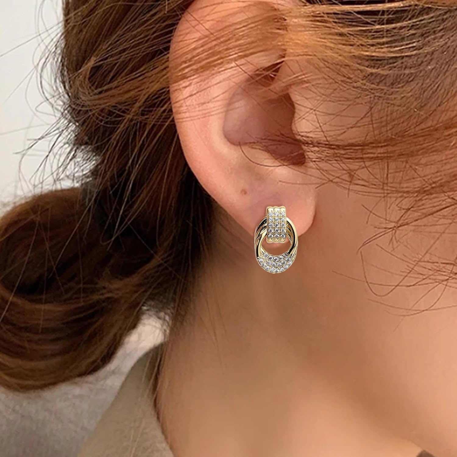 Jean Beau Chunky Gold Stud Earrings for Women Trendy Gold Plated Dangle Drop Wedding Prom Birthday Fashion Office Jewelry Gift - Image 2