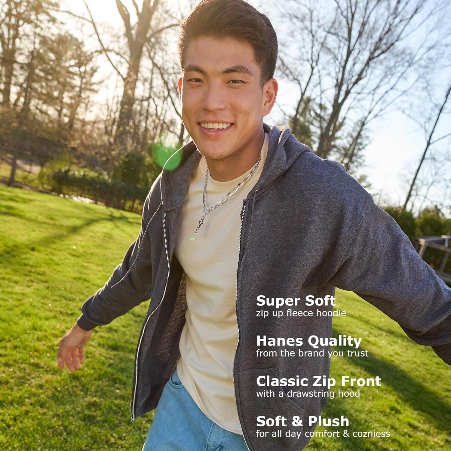 Hanes Men's Zip-up Hoodie, Ecosmart Fleece Full-zip Hoodie for Men, Hooded Sweatshirt - Image 6