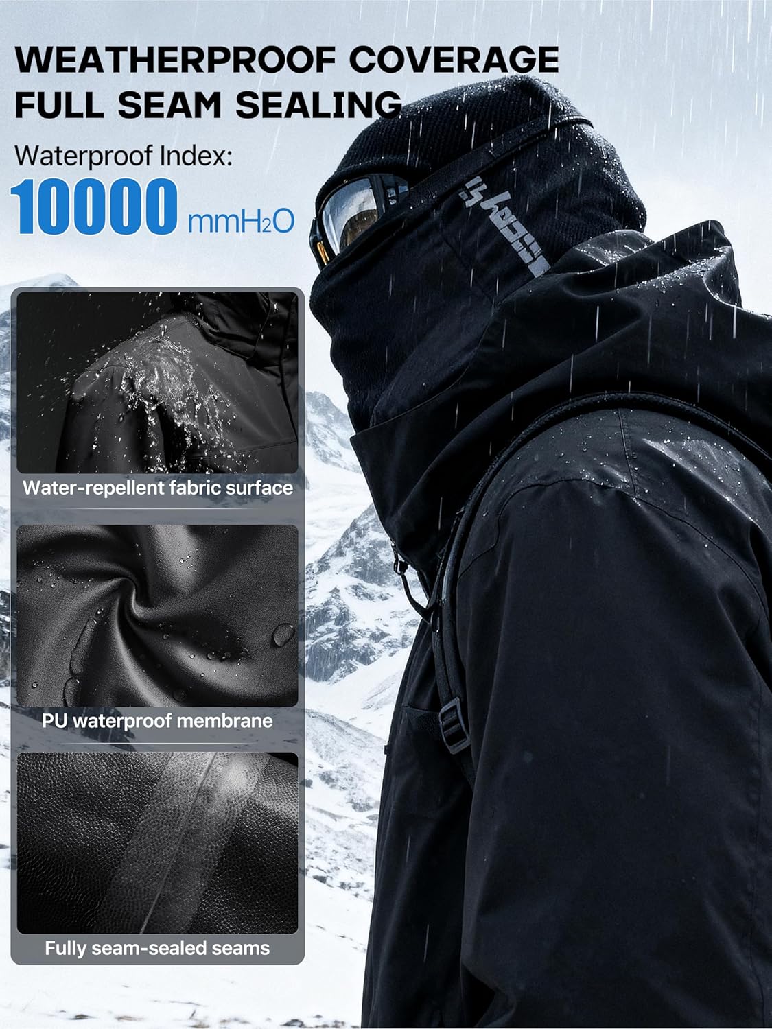FREE SOLDIER Men's Waterproof Ski Jacket Fleece Lined Warm Winter Snow Coat with Hood Fully Taped Seams - Image 4