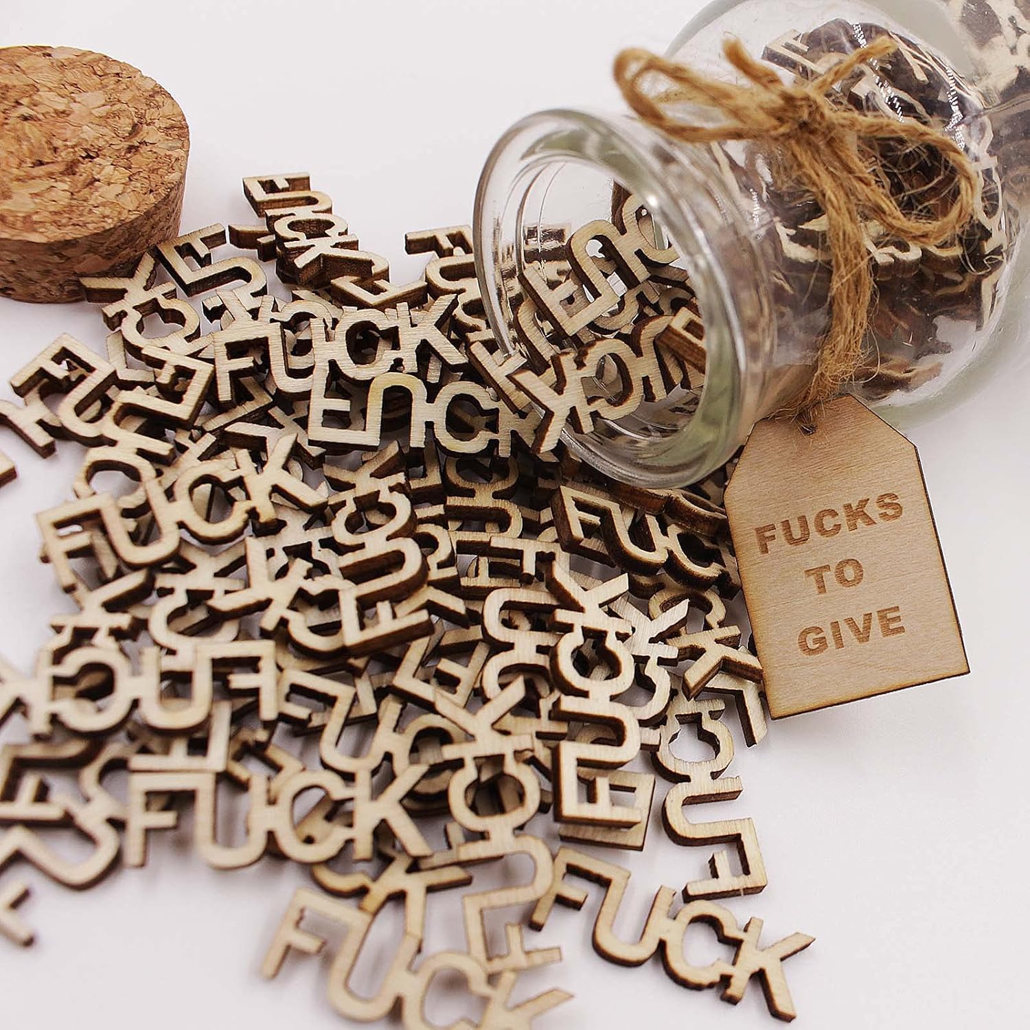 fuck jar(5oz) Gift Jar,Fucks to Give,Fuck Wooden Cutout Letter Piece Bad Mood Vent Spoof Birthday Day,Holiday, Thanksgiving Christmas Gifts to Friend,Gag Funny Gift - Image 5