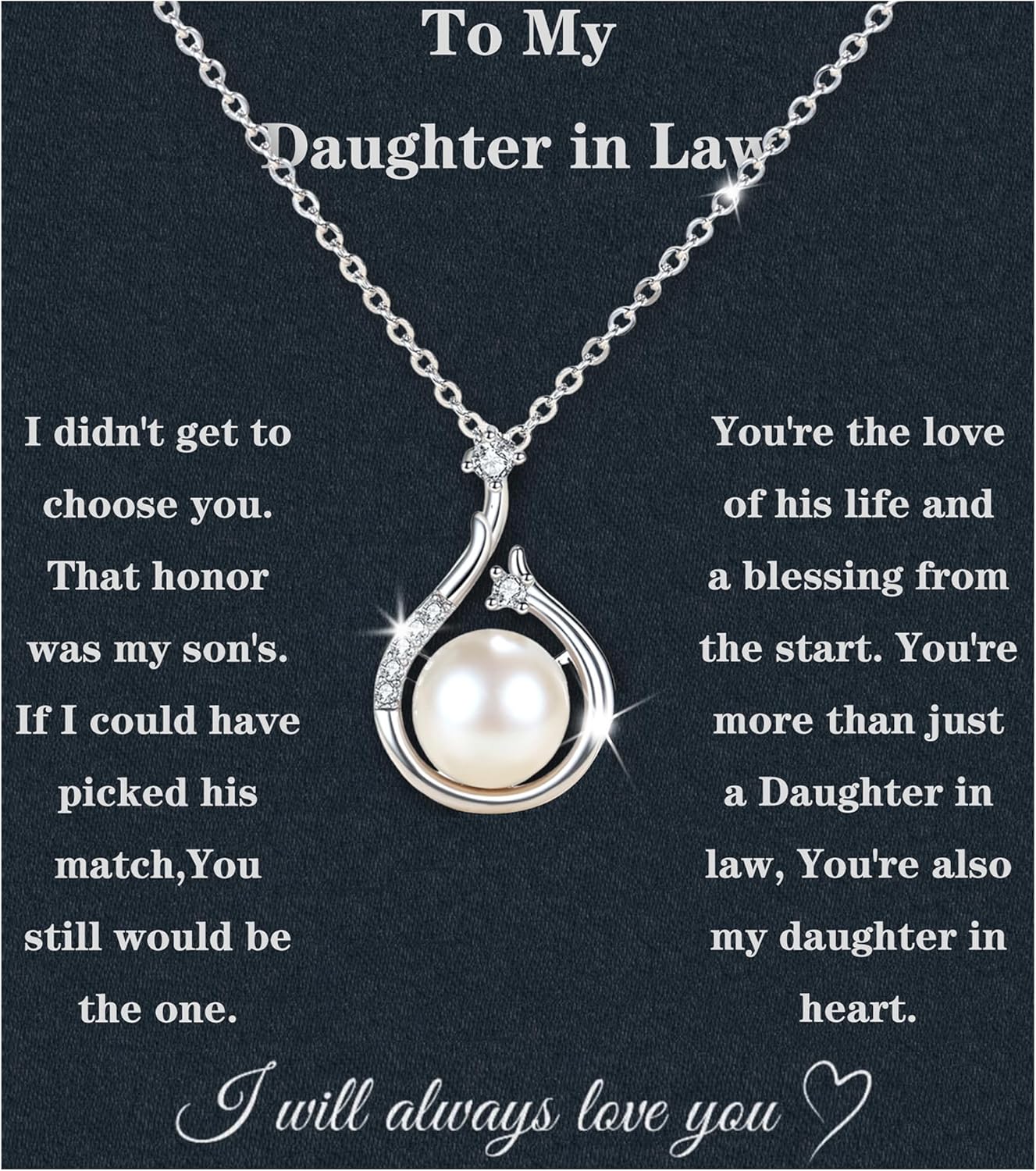 Christmas Gifts For Daughter In Law Necklace 925 Sterling Silver Daughter In Law Gifts From Mother In Law Birthday Gifts With Message Card &Gift Box
