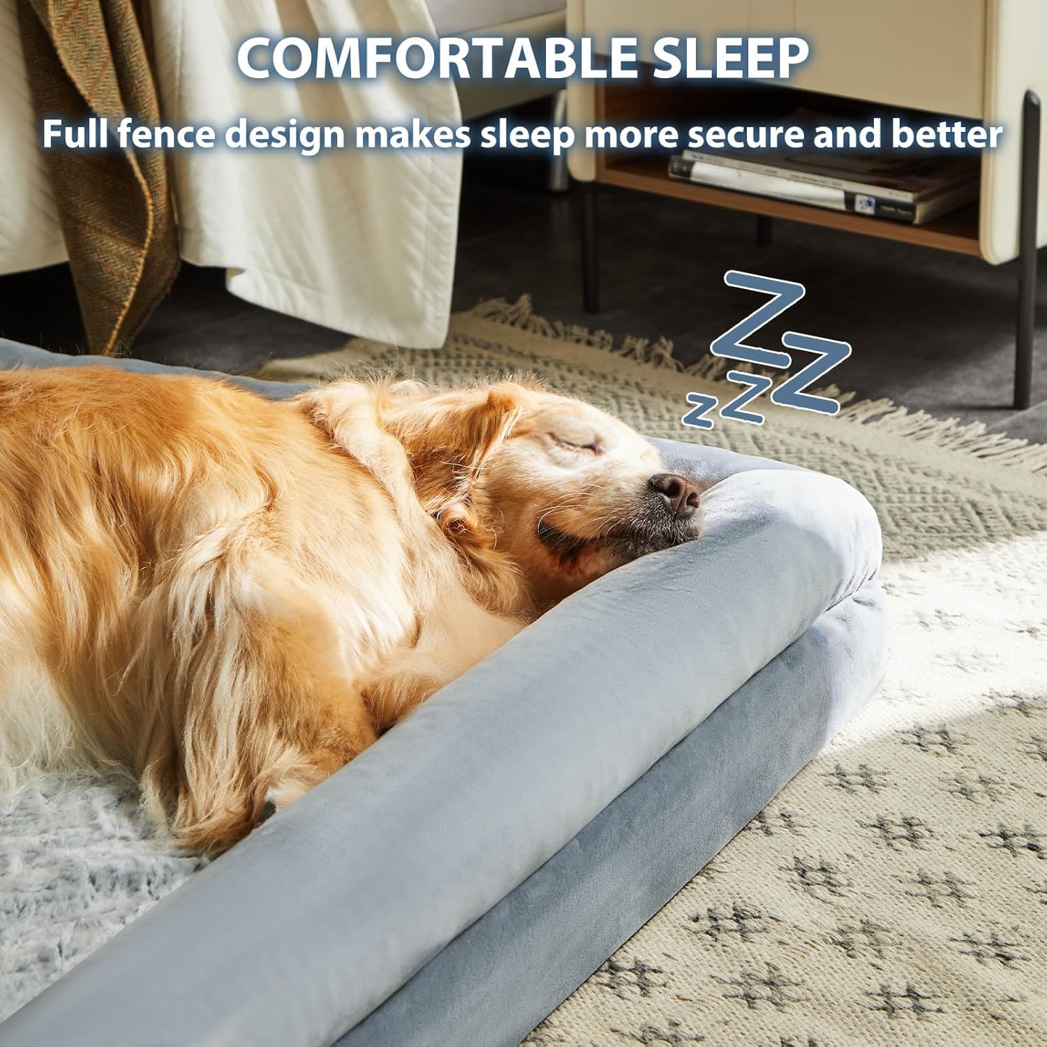 WNPETHOME XL Extra Large Dog Bed, Washable Dog Couch with Removable Waterproof Cover, Orthopedic Large Pet Sofa Bed with Bolster Sides for Sleeping - Image 2