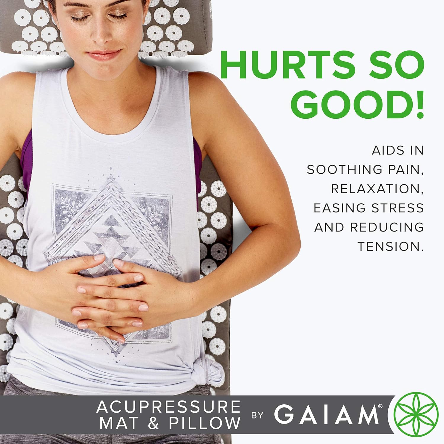 Gaiam Acupressure Mat and Pillow Set, Acupuncture Style Massage Mat & Pillow, Relief for Sciatic Nerve, Muscle Tension, Fibromyalgia, Neck, Shoulder & Back Pain, Migraine & Headaches and Insomnia Grey - Image 6