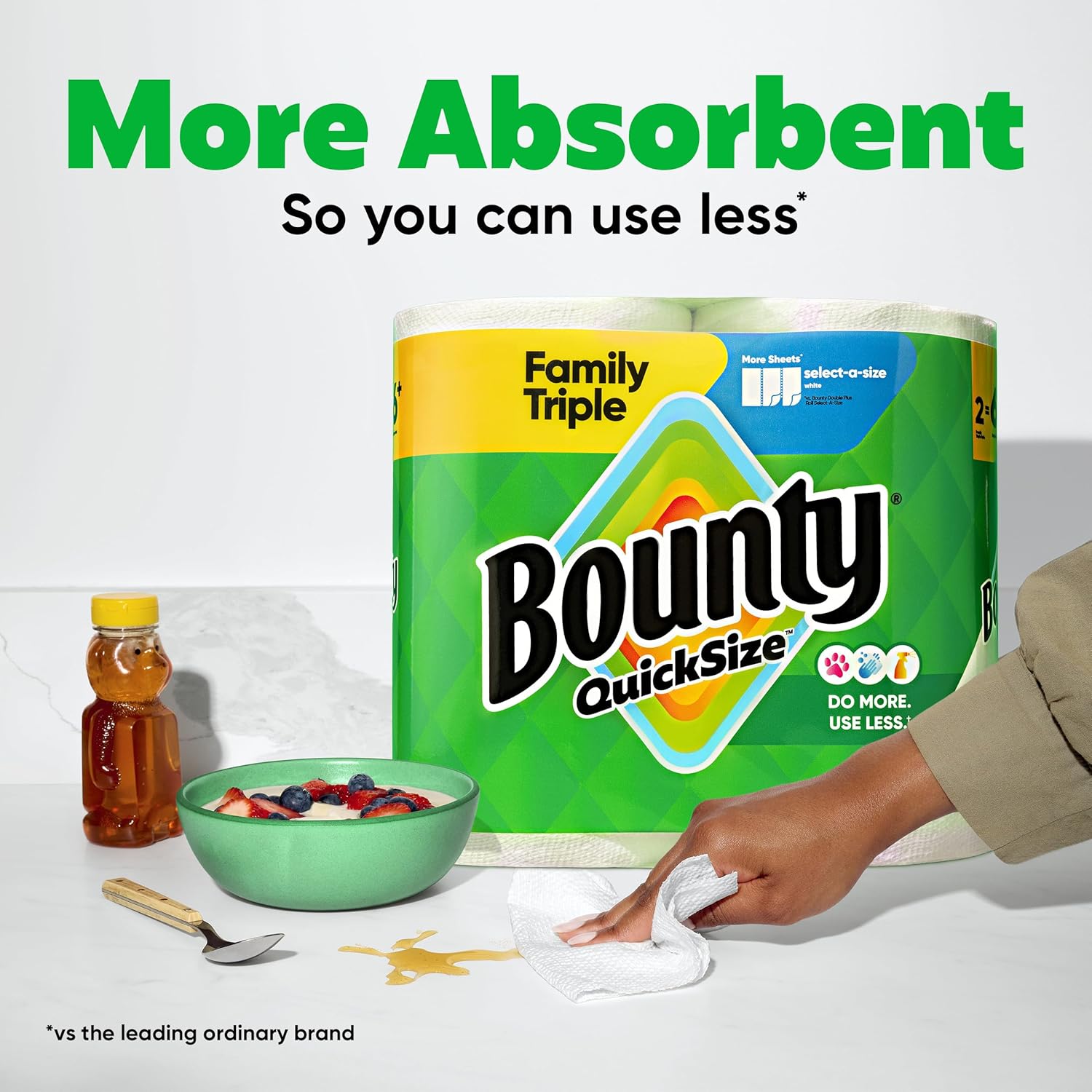 Bounty Quick-Size Paper Towels, White, 8 Family Triple Rolls = 27 Regular Rolls - Image 4