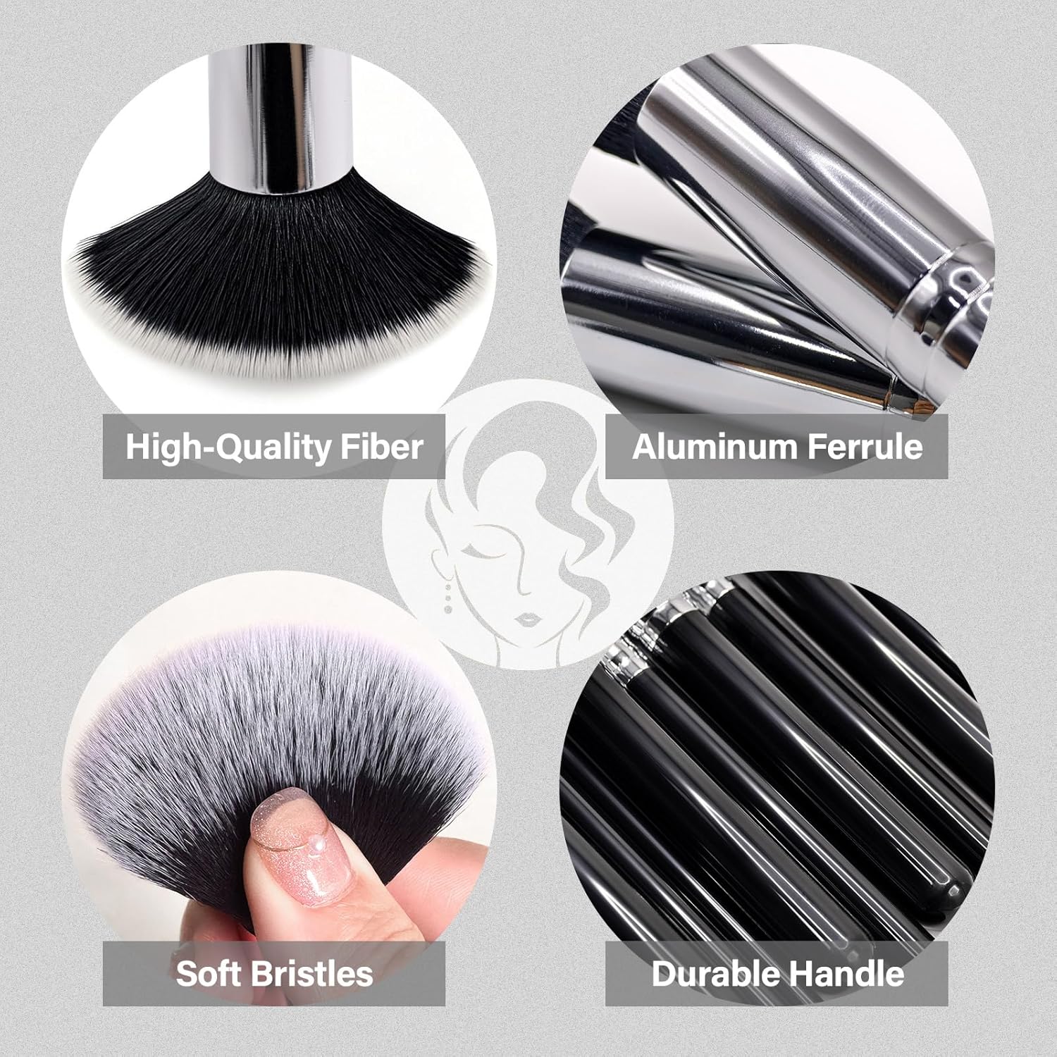 Makeup Brushes Set, Mlemle Professional 25 Pcs Makeup Kit, Include Foundation Powder Blush Concealers Eye shadows 21 Pcs Makeup Brushes and 2 Powder Puff, 2 Makeup Sponge(B01-Black) - Image 4