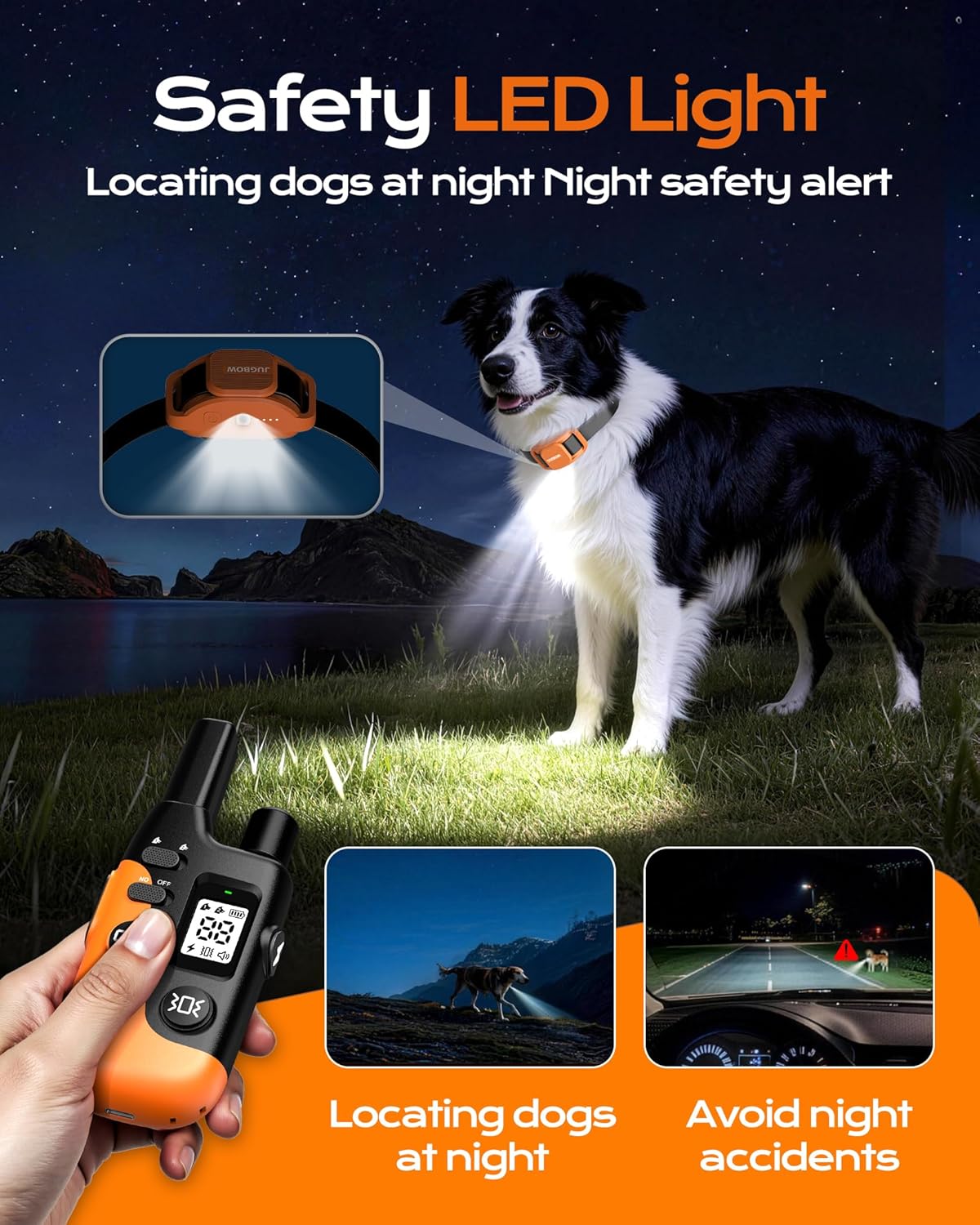 Jugbow Dog Shock Collar- 4200FT Dog Training Collar with Remote for 10-120lbs Small Medium Large Dog, IPX8-Waterproof Rechargeable E-Collar with LED Light - Image 4