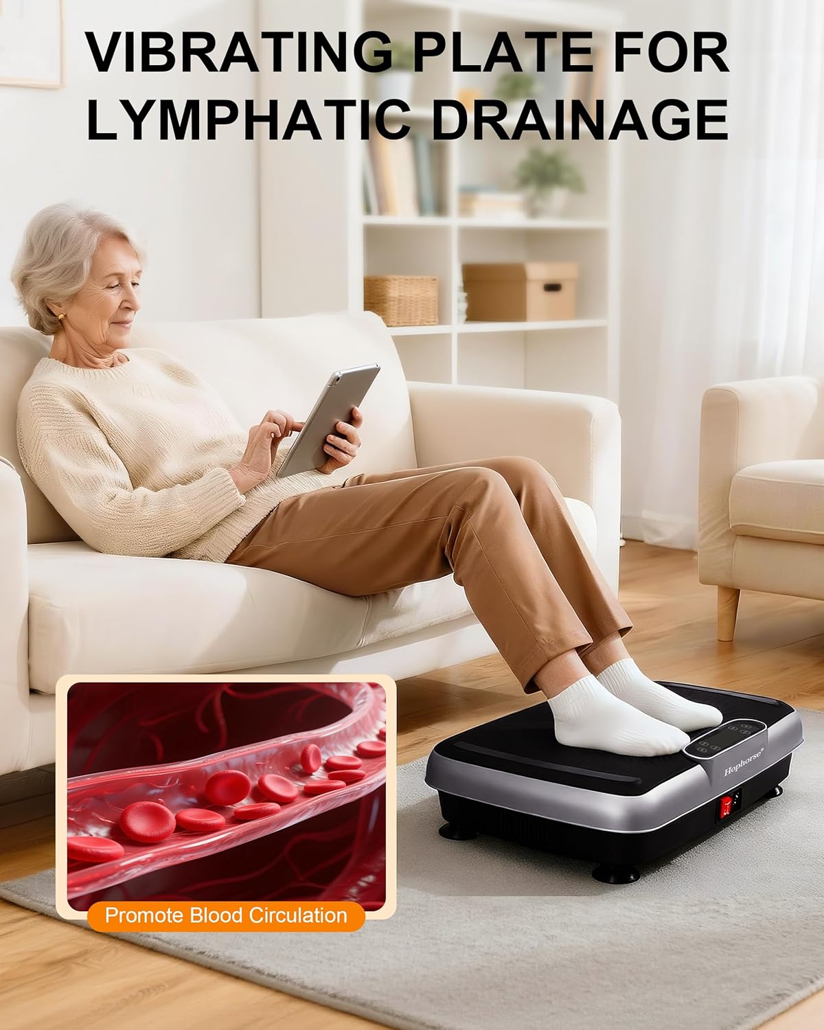 Vibration Plate Exercise Machine, Vibrating Plate for Lymphatic Drainage Weight Loss, Full Body Shake Plate with Resistance Bands, Vibration Board for Wellness Home Gyms Workout Gifts - Image 3