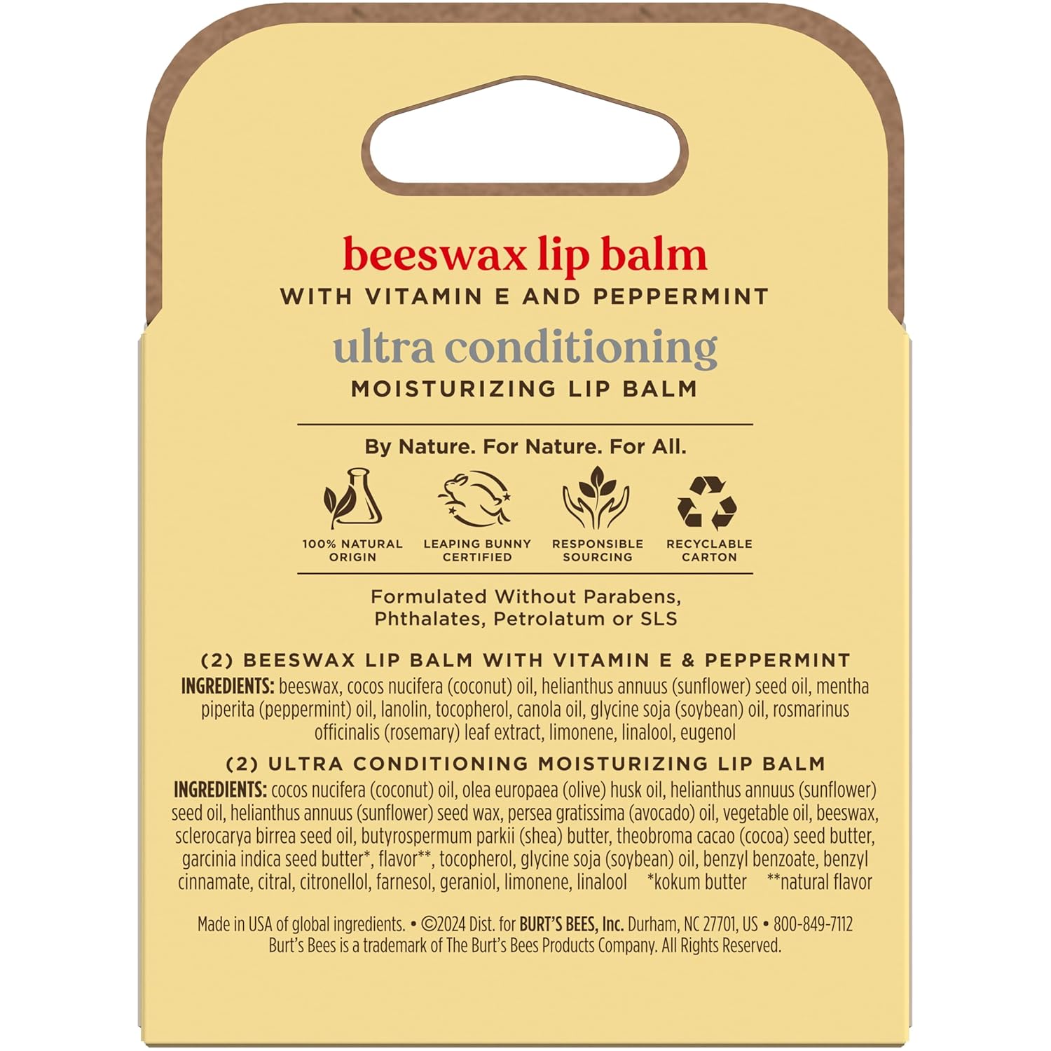 Burt's Bees Lip Balm Beeswax and Ultra Conditioning Lip Balm Pack, Hydrating Lip Moisturizer with Kokum and Shea Butter, Natural Origin Lip Care, 4 Tubes, 0.15oz. - Image 11