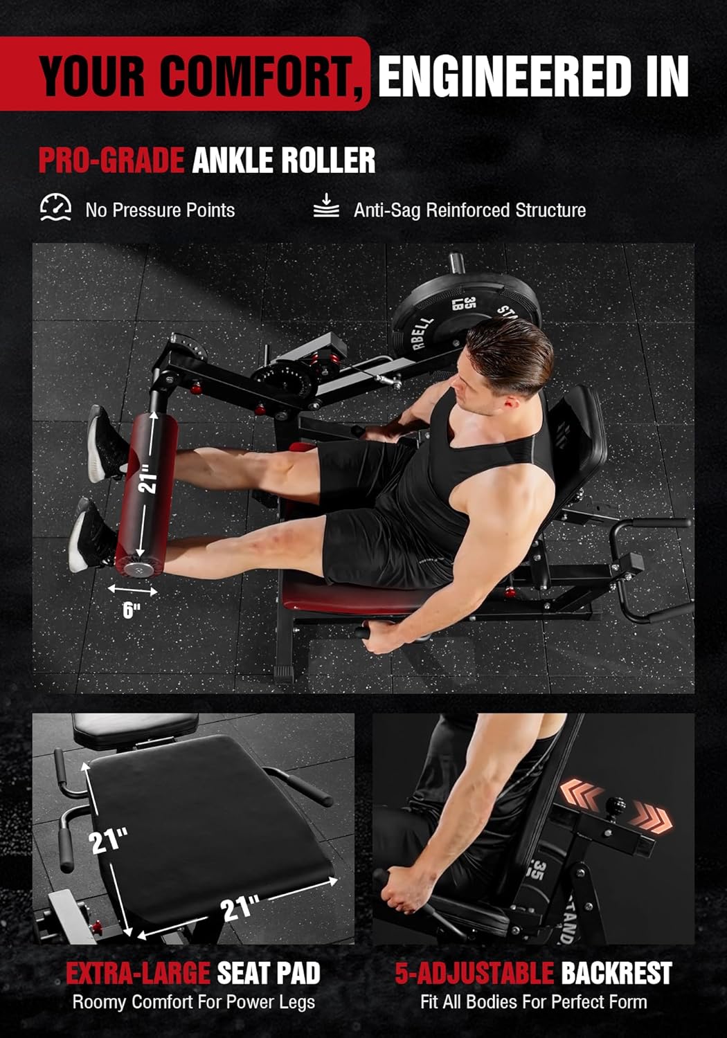 Mikolo Leg Extension and Curl Machine, Adjustable Leg Curl Machine, Seated Leg Extension and Lying Curl Machine for Home Gym, Leg Workout Equipment with Cable System - Image 7