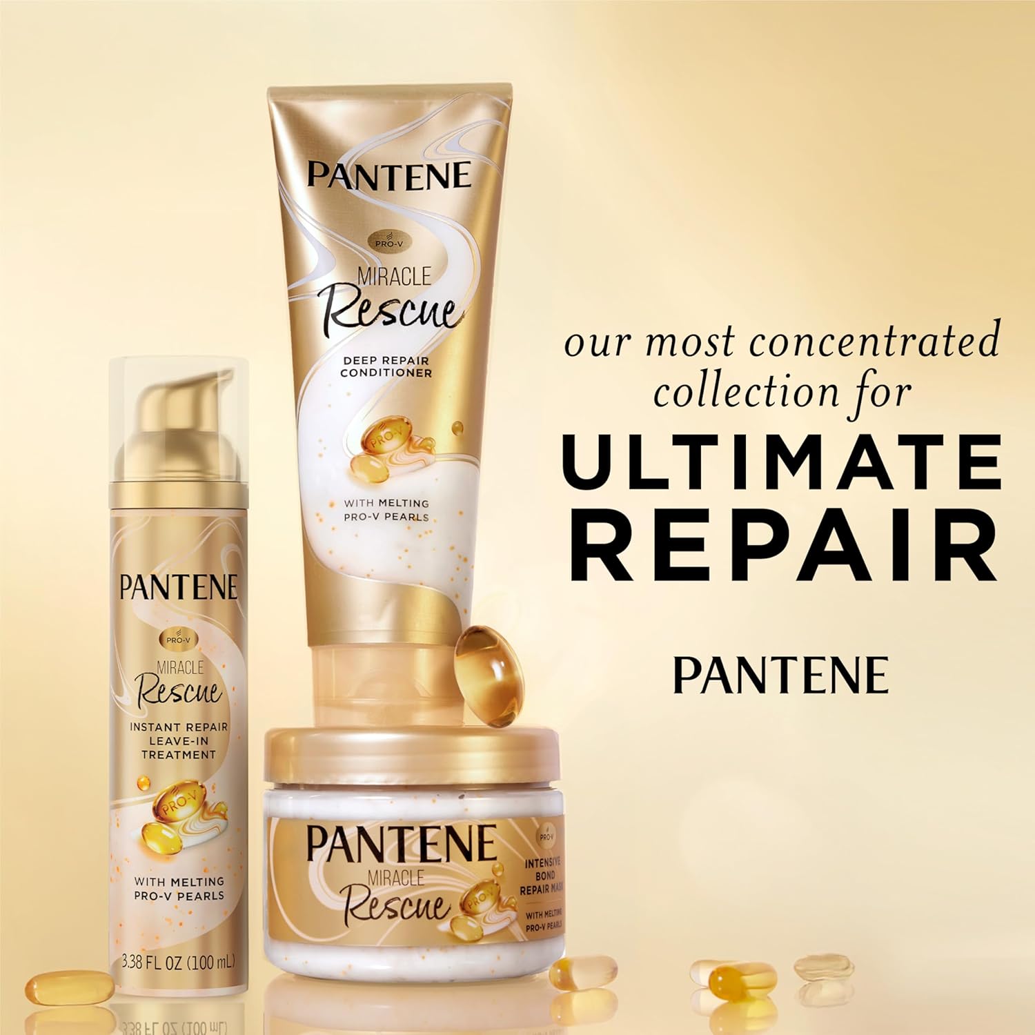 Pantene Miracle Rescue Hair Mask, Intensive Bond Repair with Melting Pro-V Pearls, Melts Away Damage, Builds Bonds, Strengthens Against Damage, Deep Conditioning for Dry Damaged Hair, 10.1 fl oz - Image 6