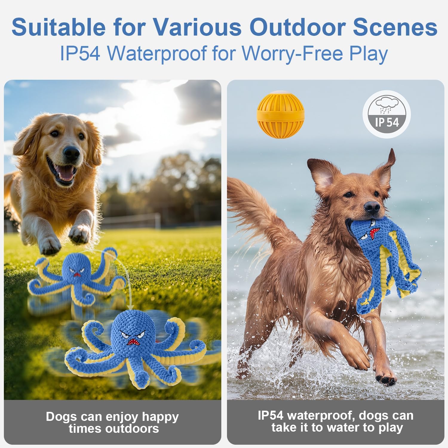 Interactive Dog Toys Octopus,Durable Automatic Jumping Dog Toy to Keep Them Busy,Squeaky Moving Tug of War Doggie Toy,USB Rechargeable,Not for Aggressive Chewers (Blue) - Image 5