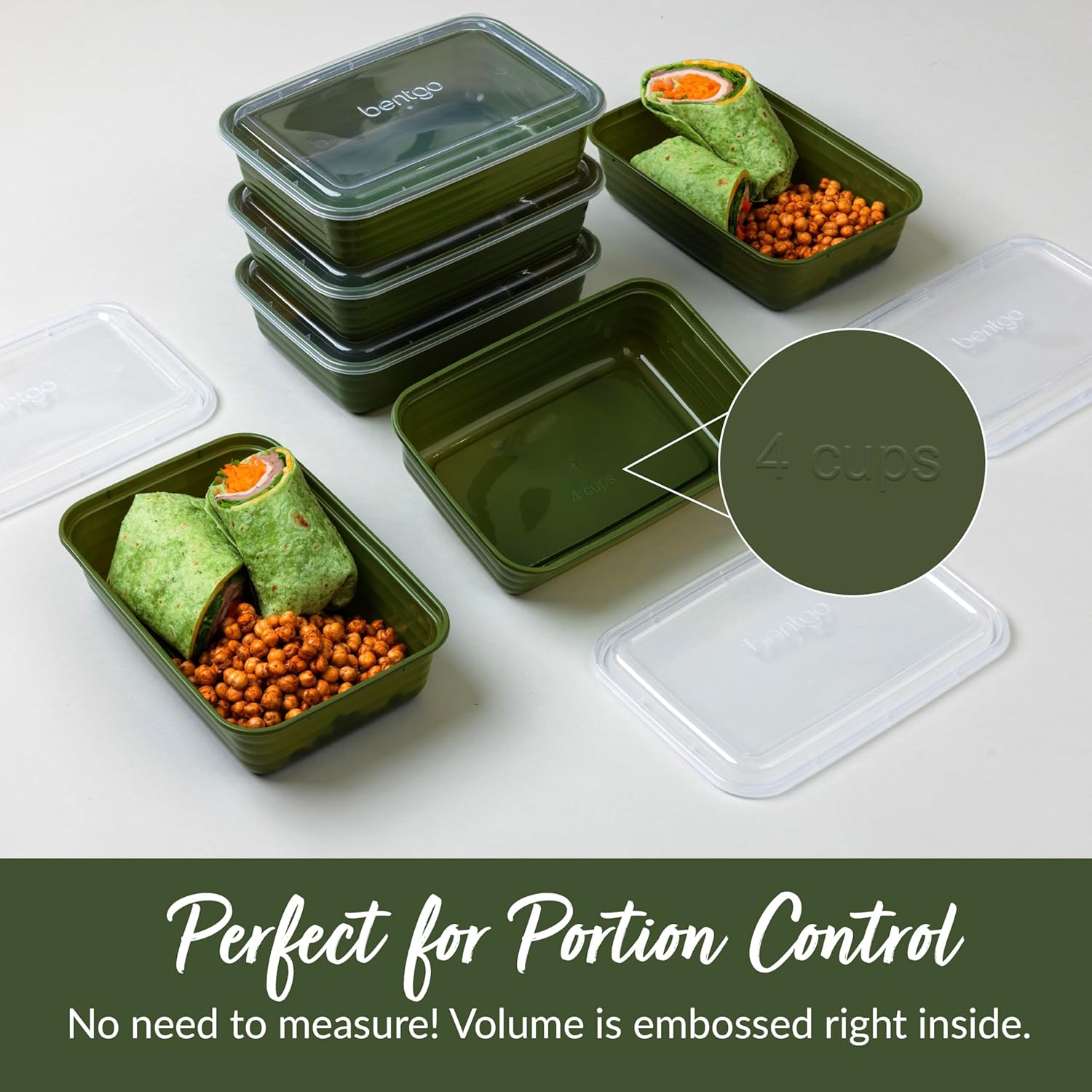 Bentgo Prep - 20-Piece 1-Compartment Reusable Meal Prep Containers with Lids, PFAS & BPA Free Materials, Durable, Microwave, Freezer, & Dishwasher Safe To Go Food Storage (Khaki Green) - Image 6