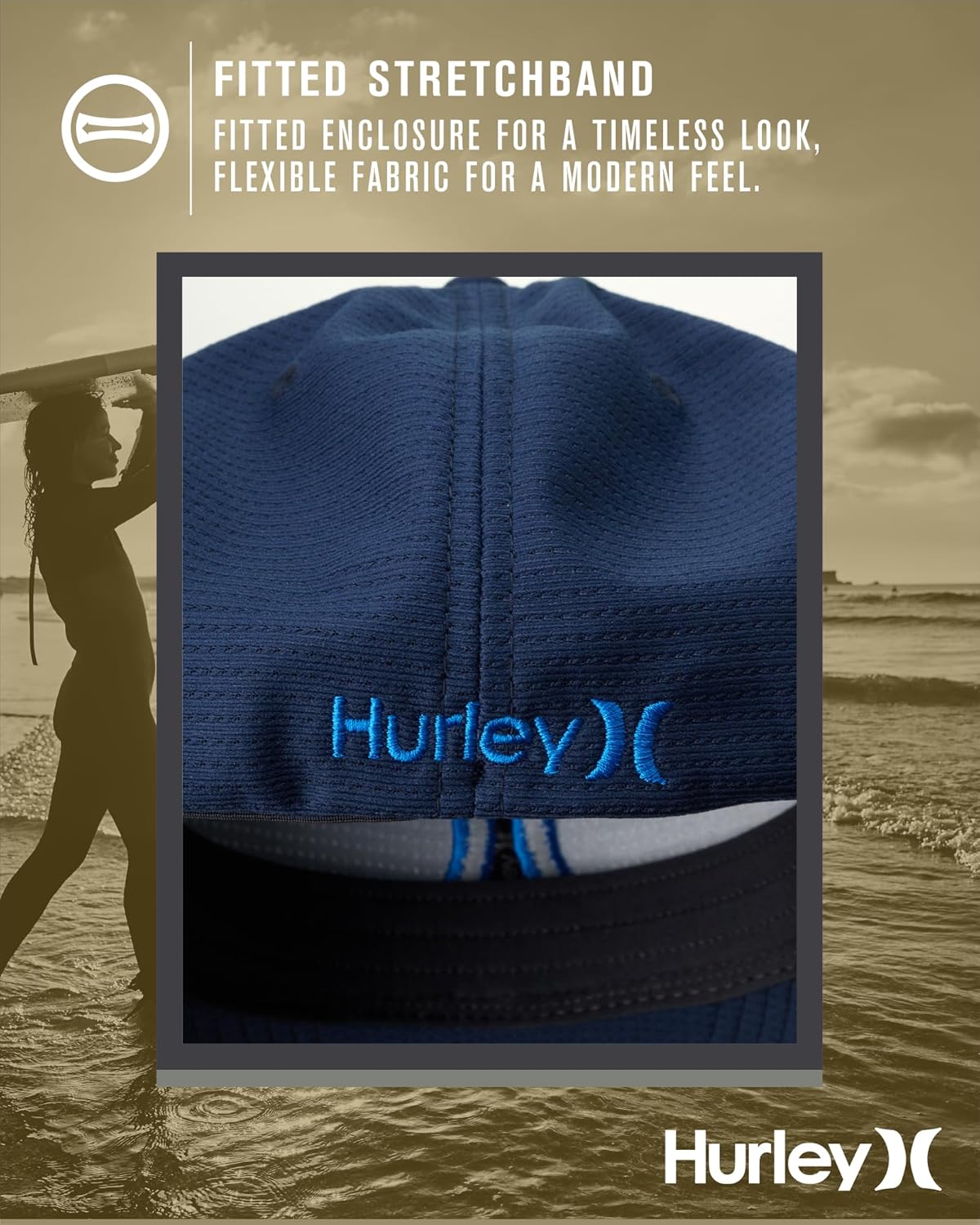 Hurley Men's Baseball Cap – Lightweight Curved Bill H2O Dri Fitted Caps for Men - Image 5