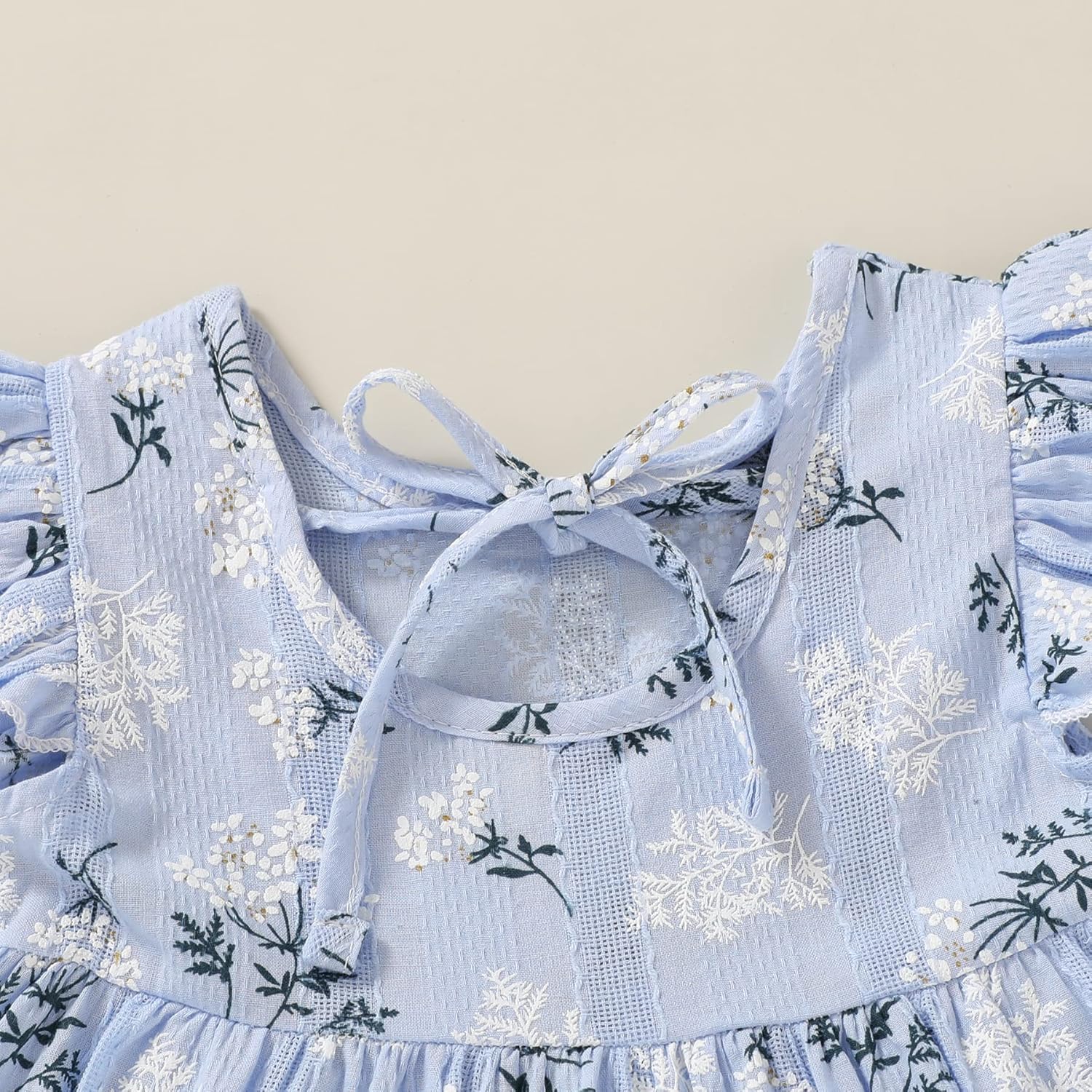 YOUNGER TREE Toddler Baby Girl Boho Dress Linen Ruffle Sleeveless Casual Dress Kids Solid Floral Summer Beach Sundress - Image 5