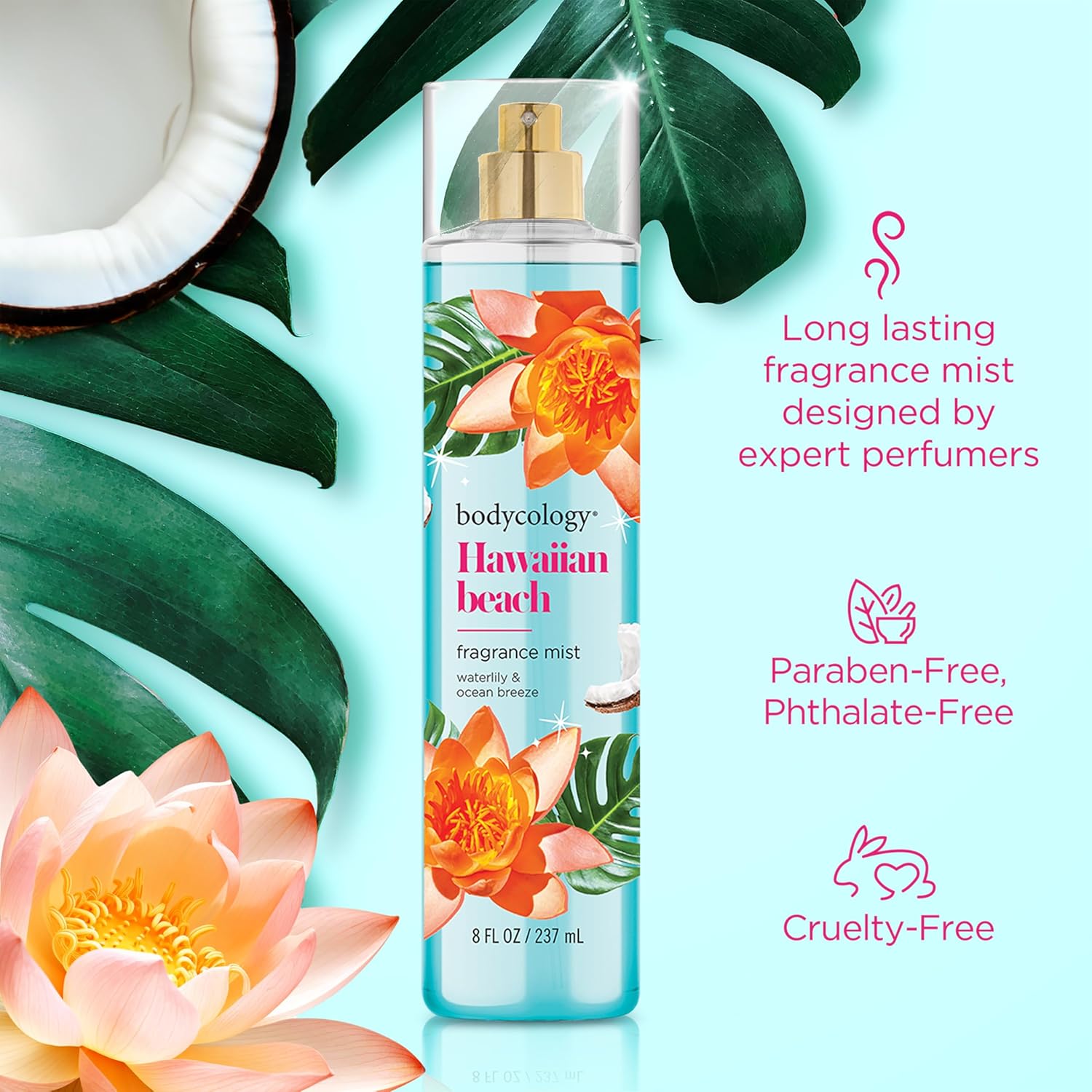 Bodycology Long-Lasting Fragrance Body Mist, Hawaiian Beach, 8 fl oz (Pack of 2) - Image 4