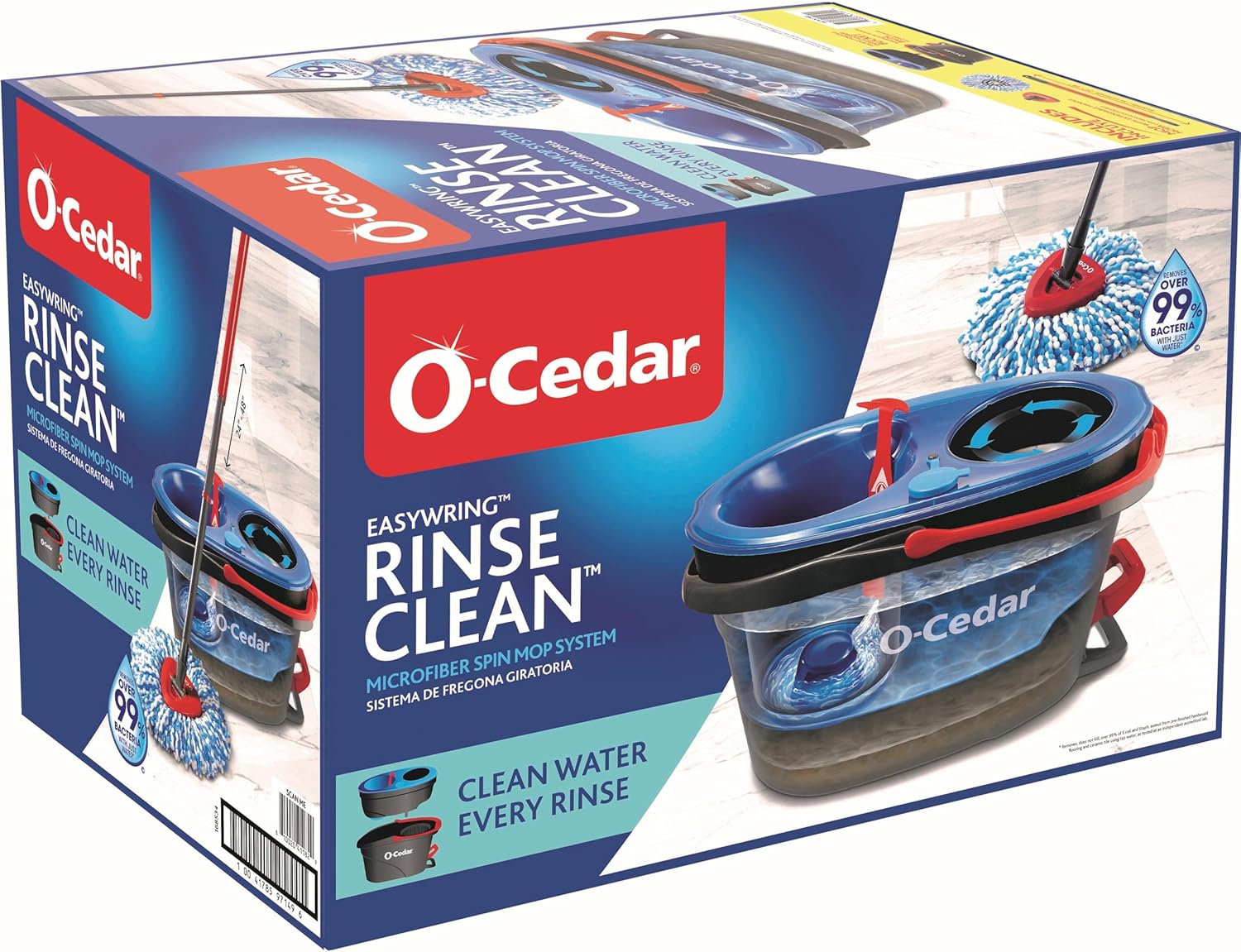 O-Cedar RinseClean Spin Mop & Bucket System | Clean with Water | Removes 99% of Bacteria - Image 19