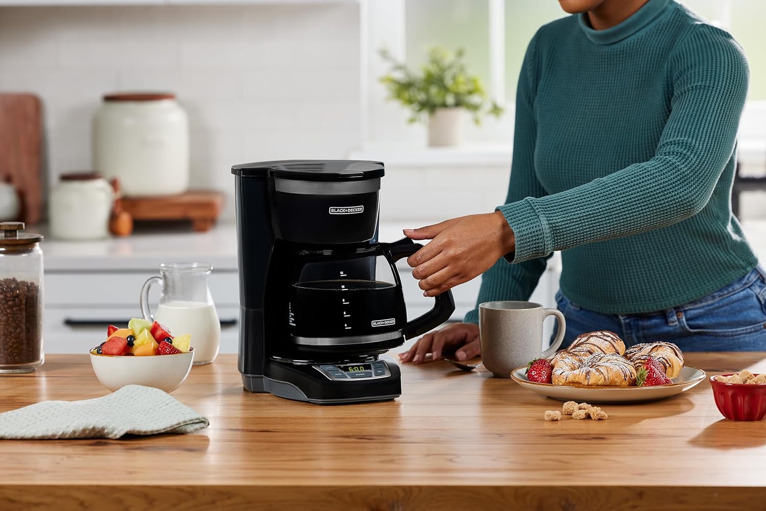 BLACK+DECKER 12-Cup Digital Coffee Maker, Programmable, Washable Basket Filter, Sneak-A-Cup, Auto Brew, Water Window, Keep Hot Plate, Black - Image 13