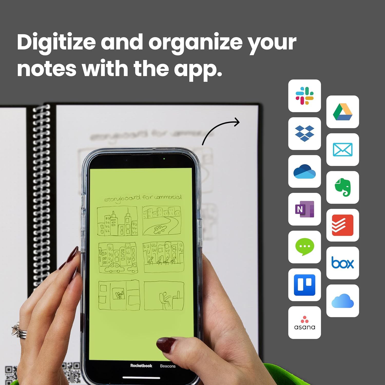 Rocketbook Core Reusable Spiral Notebook, Letter Size 8.5x11, Black - Dotted Pages, App-Connected, Erasable, Durable Cover, Ideal for School, Work, and Creative Projects - Image 6