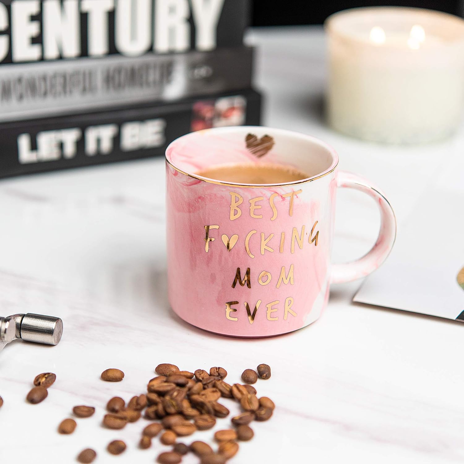 Hendson Mom Gifts for Women - Best Mom Ever - Funny Mom Birthday Gift Ideas, New Mom, Pregnancy Congratulations Gifts for First Time Moms and Mother To Be - Pink Marble Mug, 11.5oz Coffee Cup - Image 5