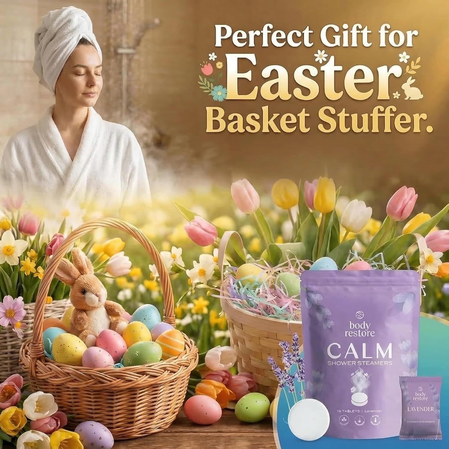 Body Restore Shower Steamers Aromatherapy 15 Pack – Easter Basket Stuffers, Easter & Birthday Gifts for Women & Men, Girls & Boys, Stress Relief & Relaxation Self Care – Lavender - Image 2