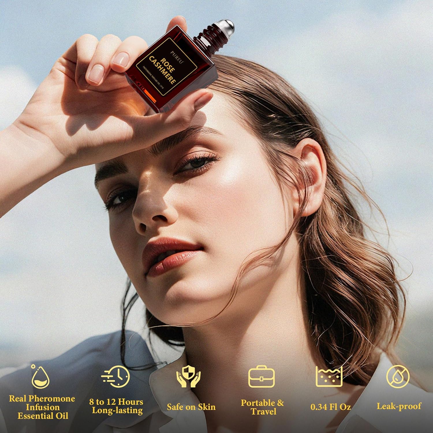 PUREU Pheromones Perfumes for Women, Rose Cashmere Vanilla Perfume Long Lasting Pheromone Perfume 0.34FL OZ/10ML Roll On Travel Size Essential Oil Fragrance Eau De Parfum, Made in USA - Image 3