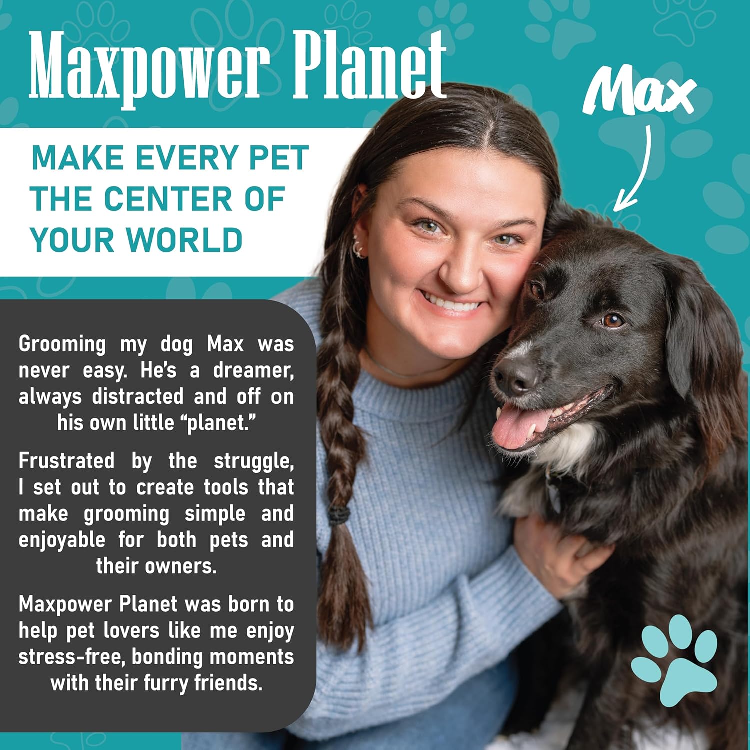 Maxpower Planet Original Pet Grooming Rake - Double-Sided Deshedding Dematting Tool, Undercoat Rake for Dogs & Cats, Extra-Wide Dog Grooming Brush & Deshedder Comb for Long Hair, Reduces Shedding 95% - Image 2