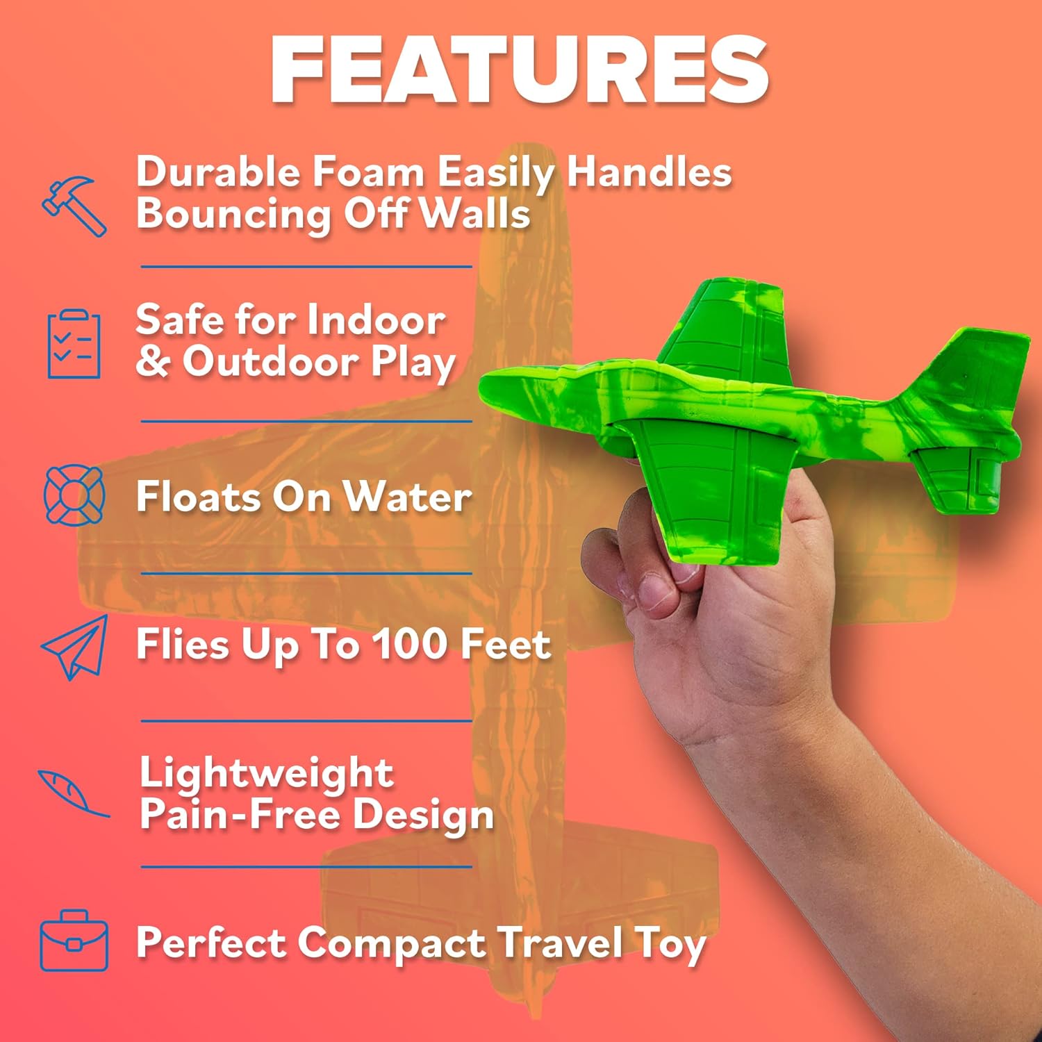 Foam Airplanes - Easter Basket Stuffers for Kids All Ages 4 5 6 7 8 9 10 Year Old - Best Toy Gift - Boy Toys Basket Stuffer Gifts - Fun Easter Gifts for Boys & Girls Party Favors - Air Plane Gift Idea - Image 4