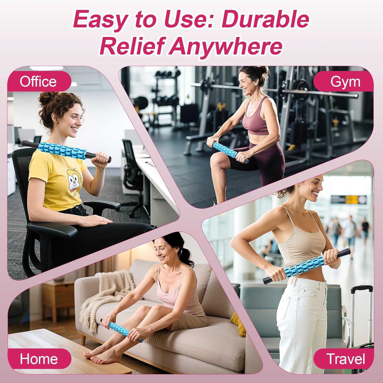 Massage Roller, Muscle Roller Stick, Therapy Roller Stick for Legs, Calf, Thigh, Lipo Roller for Relief Muscles, Deep Tissue Massage Rolling Pin for Trigger Points, Help Sore Muscle Recovery - Image 5