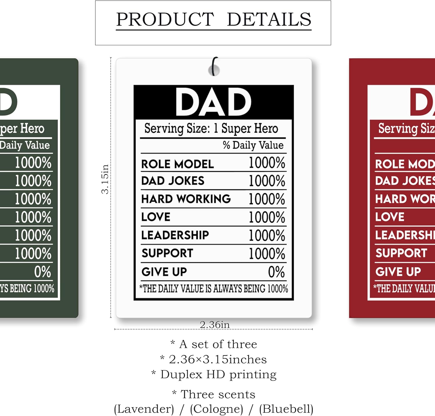 Mancheng-zi Funny Dad Gifts Car Air Freshener 3Pcs, Dad Gifts for Father's Day Birthday Air Freshener Hanging for Cars Closet Drawer or Books, Father Gift Car Accessories Mirror Decor for Men - Image 4
