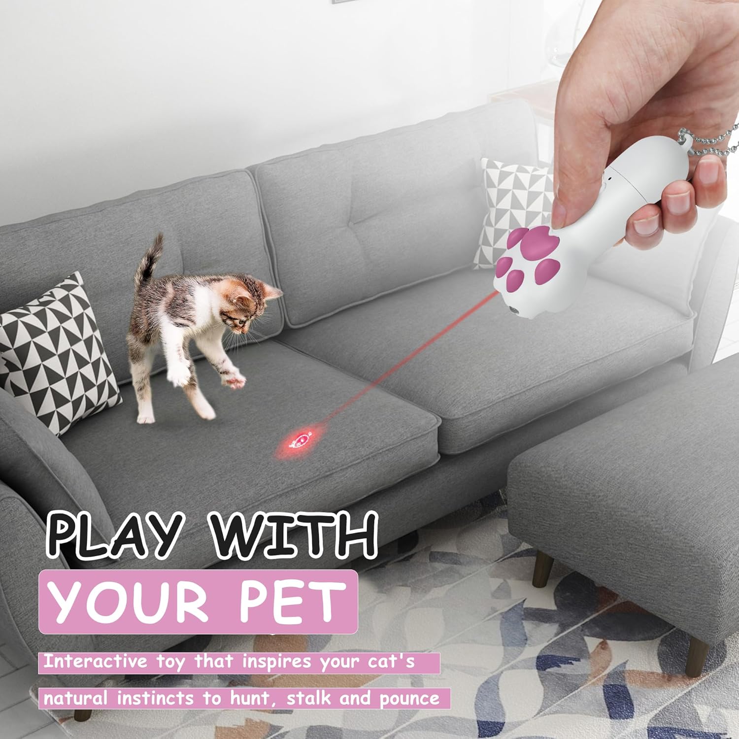 FYNIGO Interactive Cat Toys for Indoor Cats and Dogs,7 in 1 USB Rechargeable Cat Teaser Toy for Chasing and Exercise - Image 5