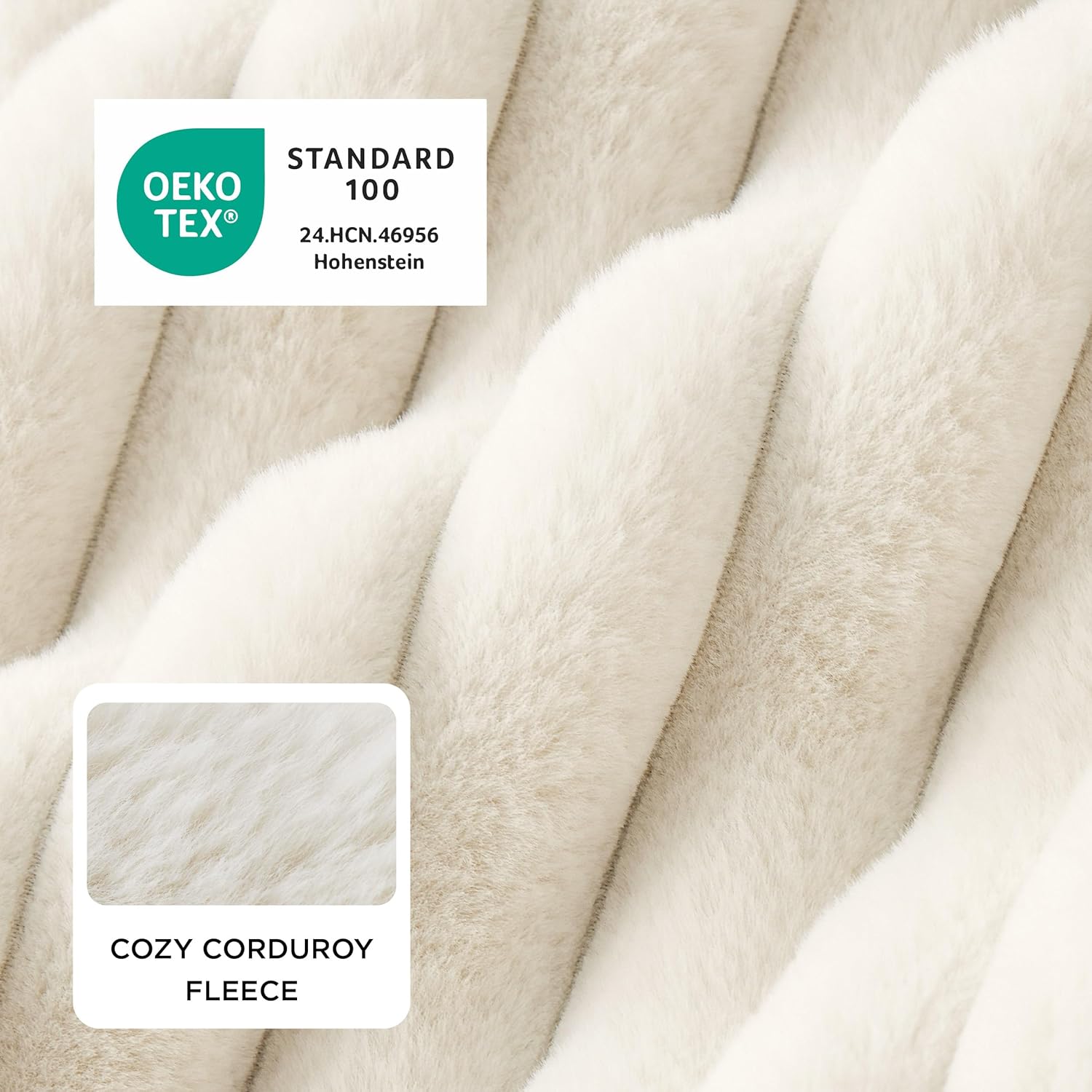 Bedsure ComfyFleece™ Cute Dog Bed for Small Medium Dogs - Washable Furry Puppy Beds, Rectangle Orthopedic Corduroy Fleece Pet Beds with Removable Zipper Cover, 25x21x7inches, Cream - Image 2
