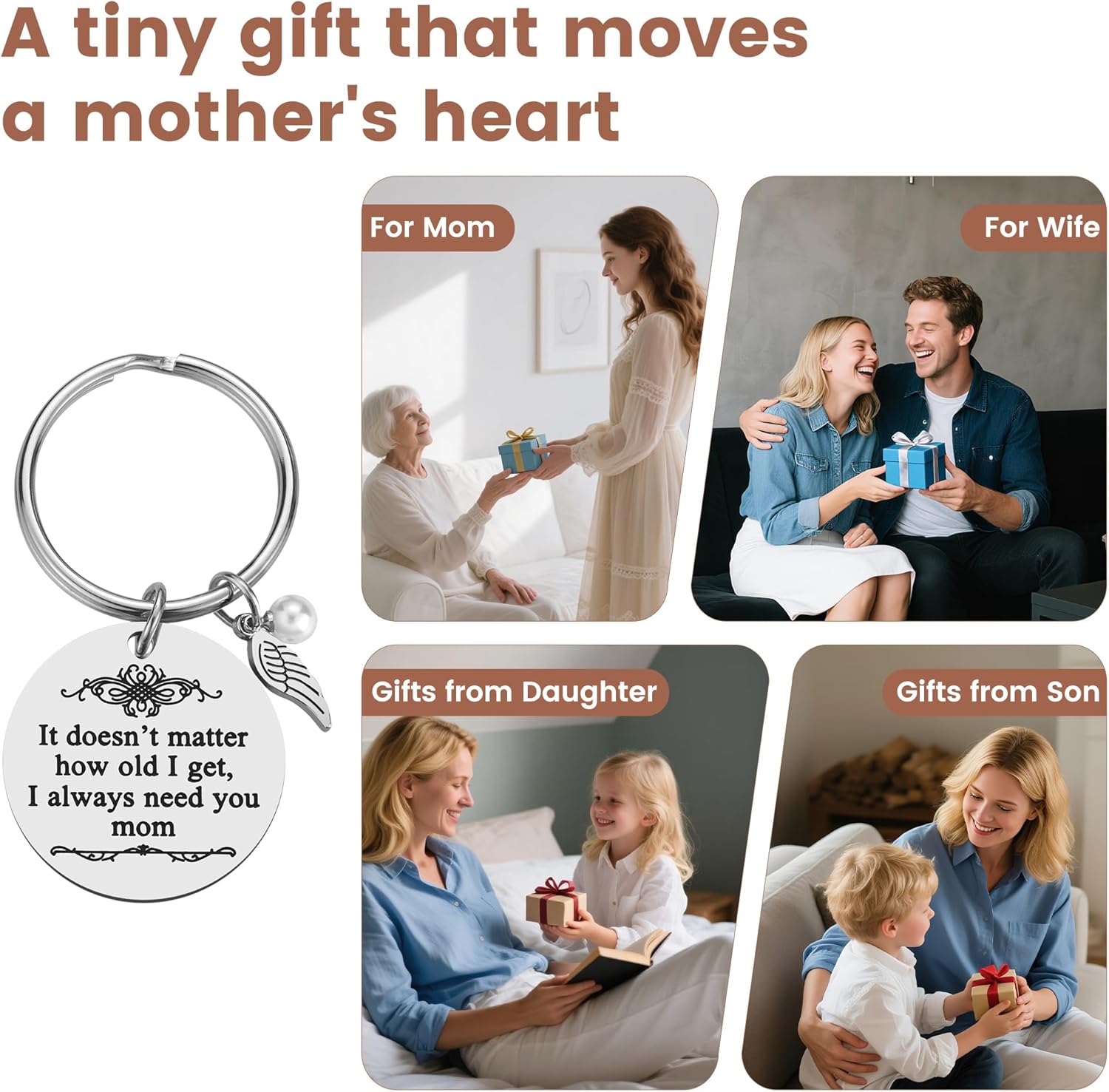 iJuqi Mother's Day Gifts from Daughter Son for Mom Birthday Valentine's Day Christmas Gifts Mom Keychain Mother Keyring - Image 5