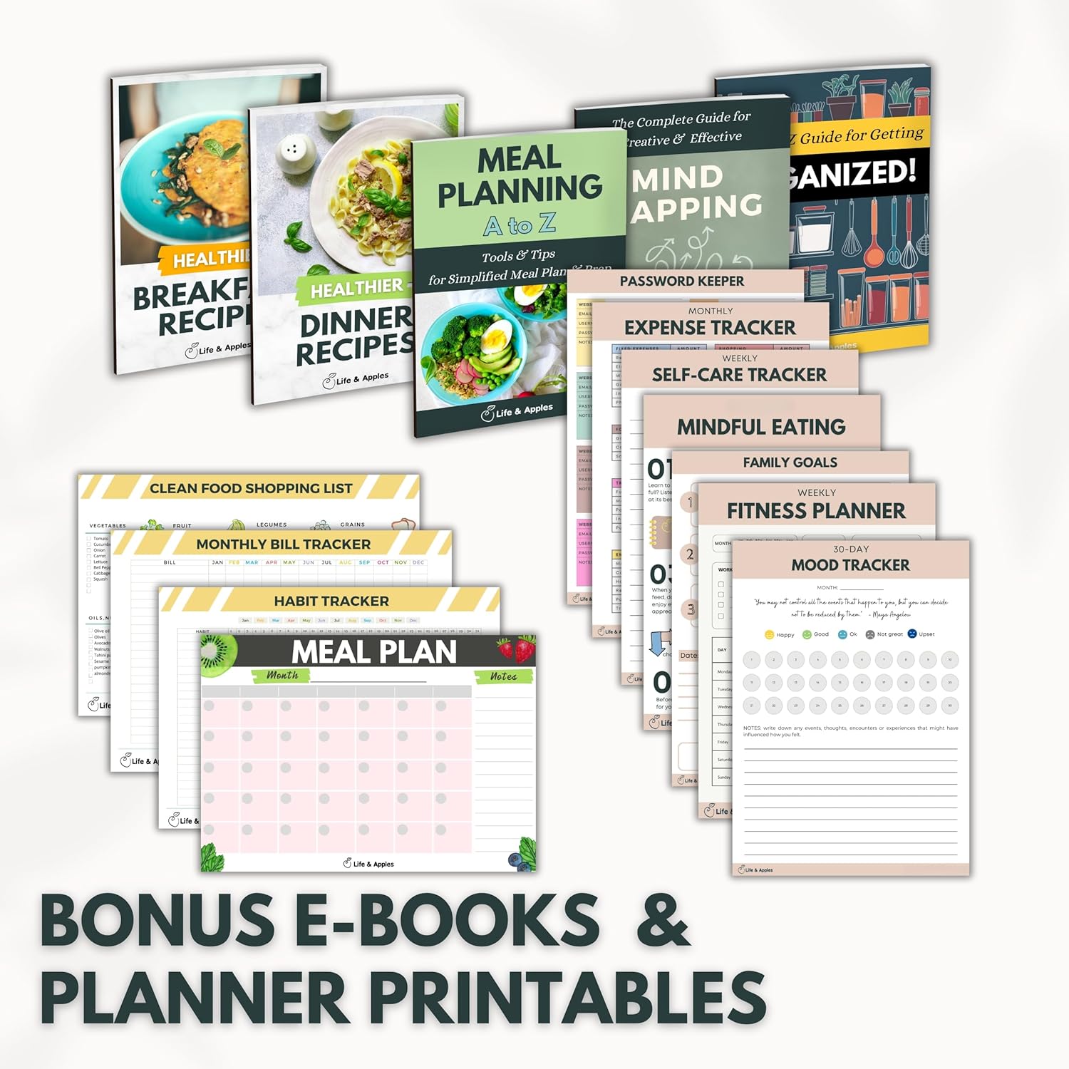 Life & Apples Wellness Planner - Food Journal and Fitness Diary with Daily Gratitude and Meal Planner for Healthy Living and Self-Care - Track Weight Loss Diet and Health Goals - Undated, Rose Gold - Image 6