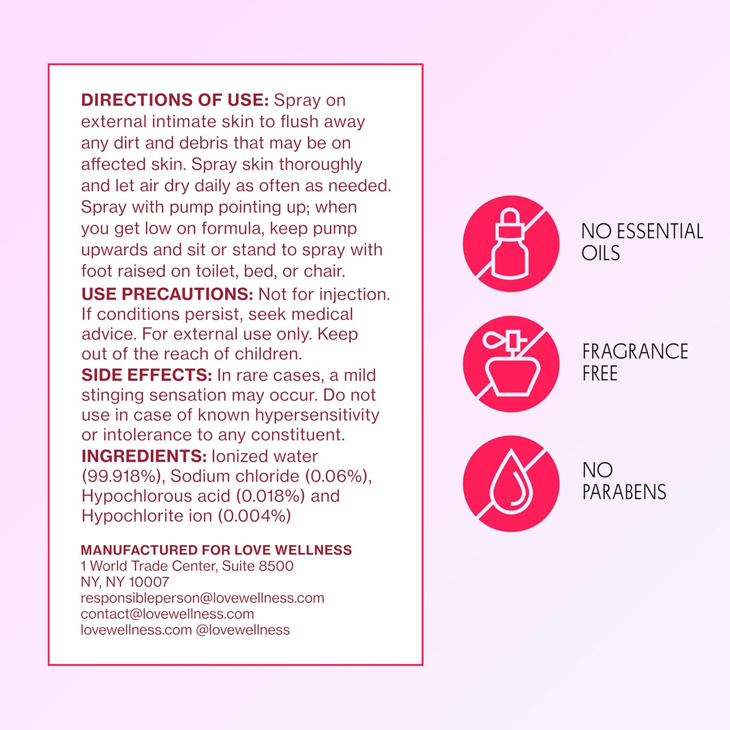 Love Wellness Intimate Skin Support I FDA-Cleared Cleanser Spray I Removes Buildup & Soothes Irritated Skin, Hypochlorous Acid Formula, pH Balanced & Fragrance Free, 4 fl oz - Image 8
