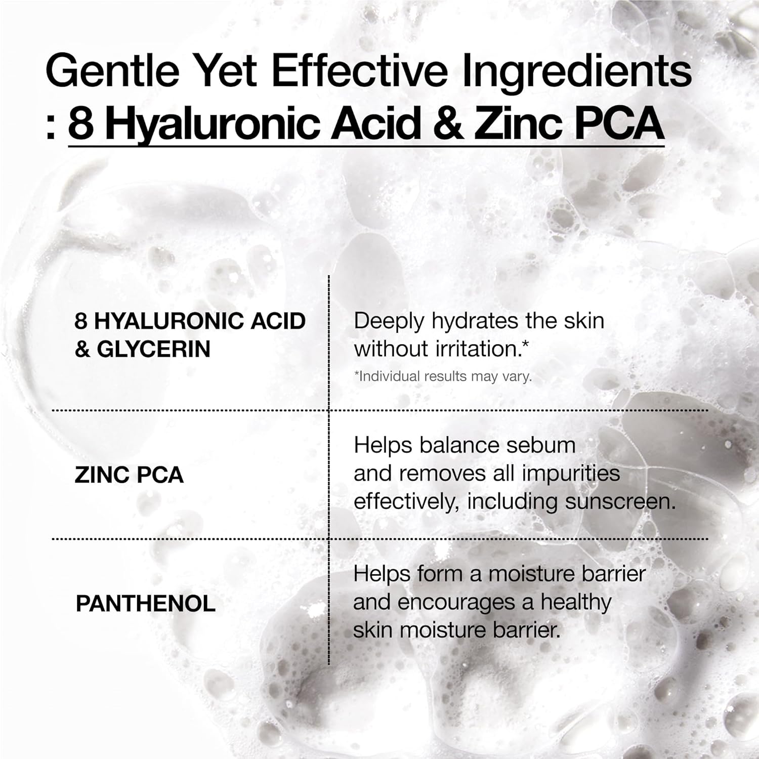Anua Hydrating Gentle Foaming Cleanser, Hyaluronic Acid, Glycerin, Zinc, Panthenol, Korean Face Wash for Dry Skin, for Double Cleansing, Korean Skincare (150ml/5.07fl oz.) - Image 4