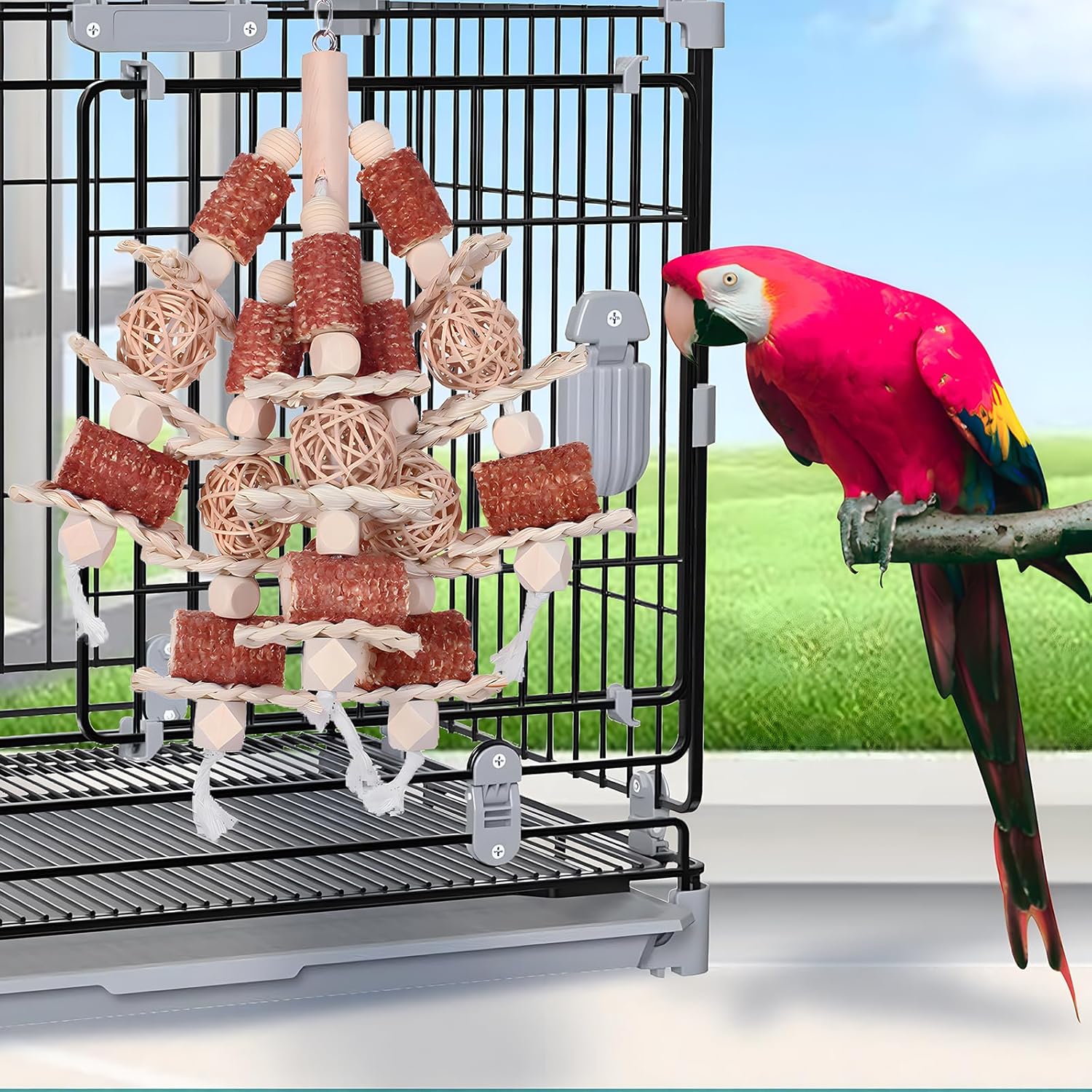 Bird Toys, Natural Corn Stick Parrot Toys Hanging in Bird Cages,for Small and Medium-Sized Macaws,African Grey,Cockatoos,Cockatiel,Sun Conure,Amazon Parrots - Image 9