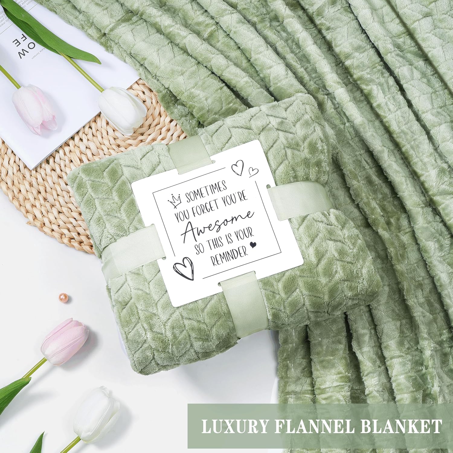 Birthday Gifts for Women Self Care Get Well Soon Gifts, Vanilla Relaxing Spa Gift Basket - Happy Birthday Set w/ Luxury Flannel Blanket & 40 oz Tumbler, Unique Christmas Gift for Mom Her Wife Sister - Image 3